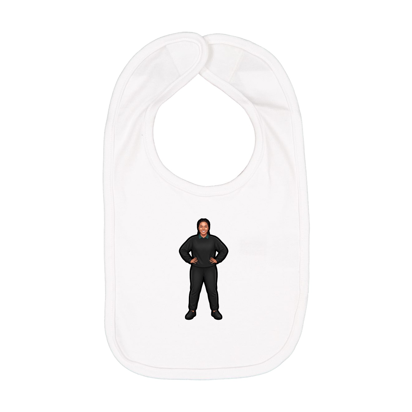 Infant Bib — Name Vertical in White