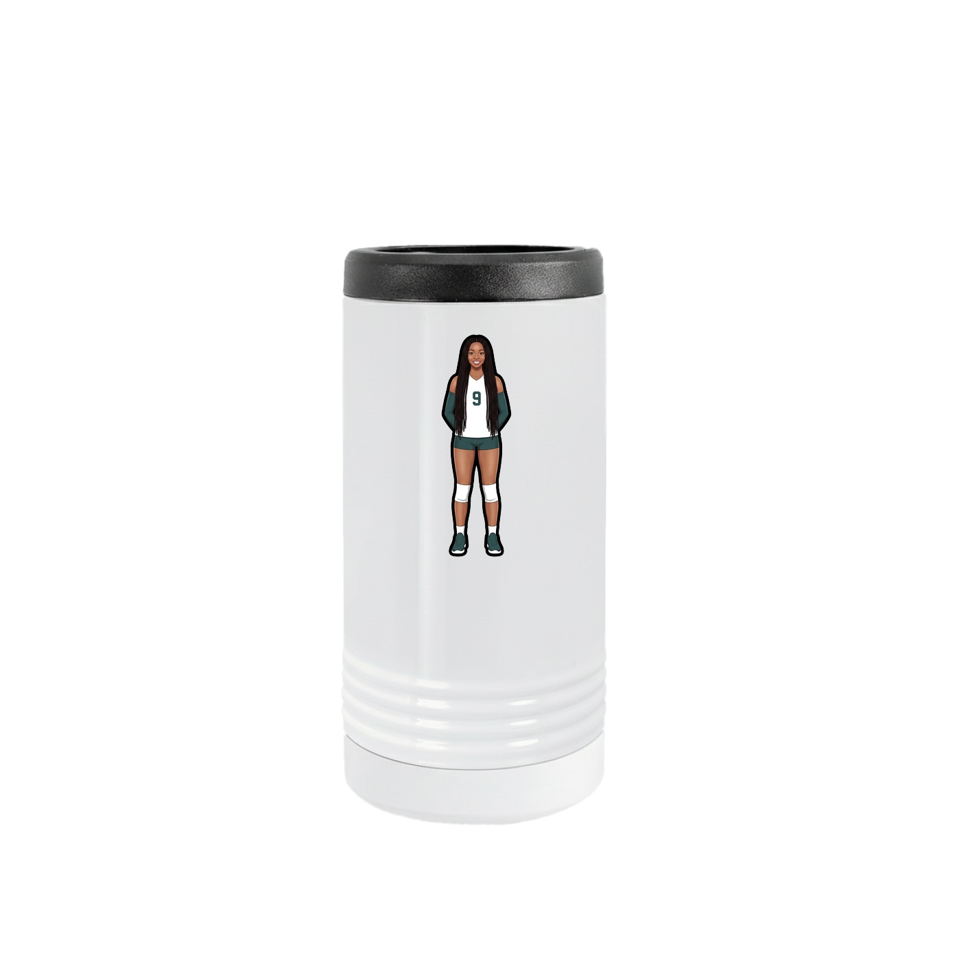 Slim Beverage Holder — Name Vertical in White