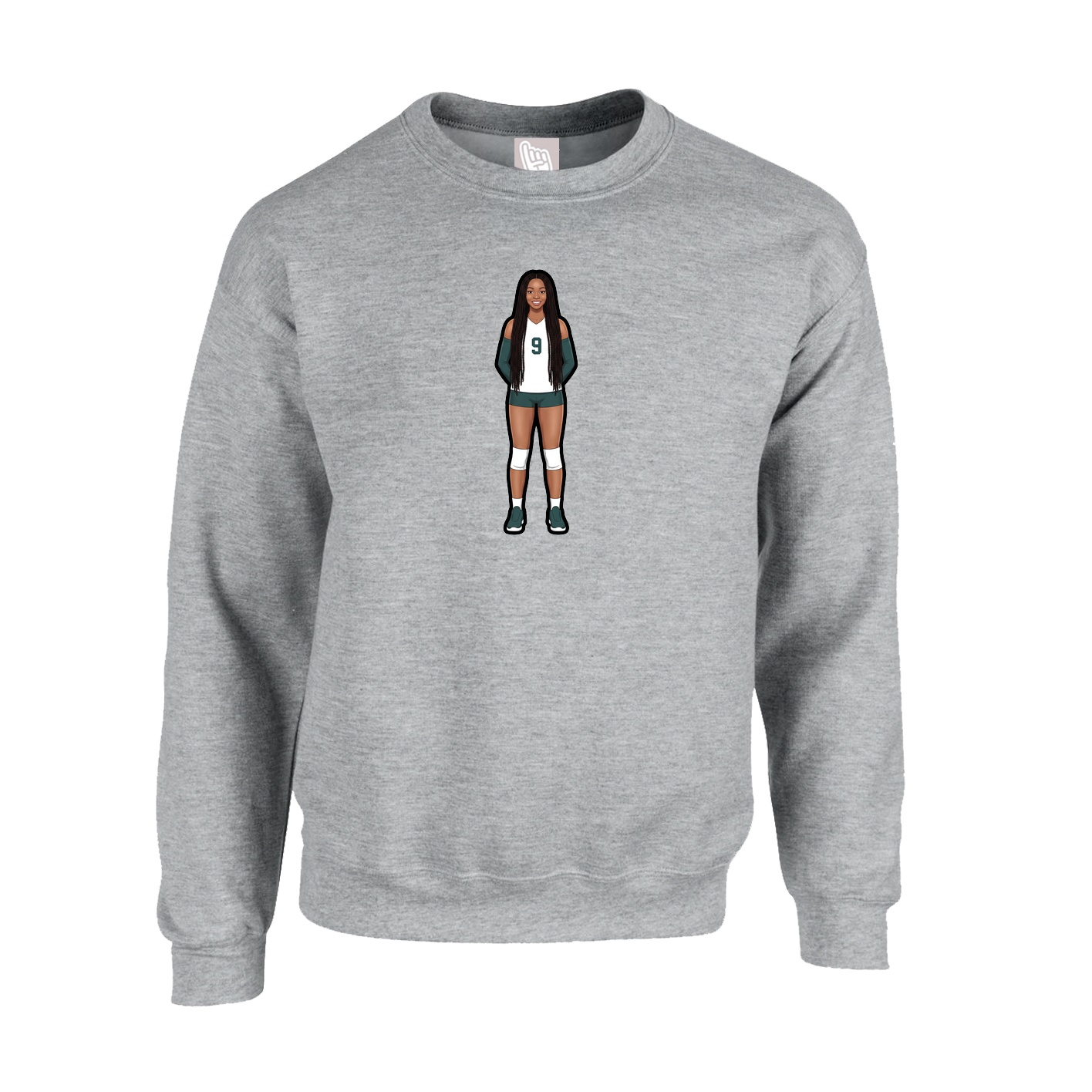 Fleece Crew — Name Vertical in Grey
