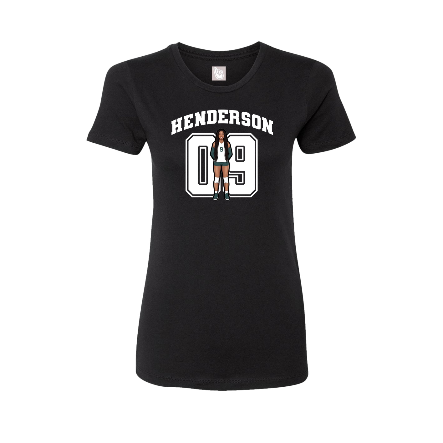 Fitted Women's Tee — Number in Black