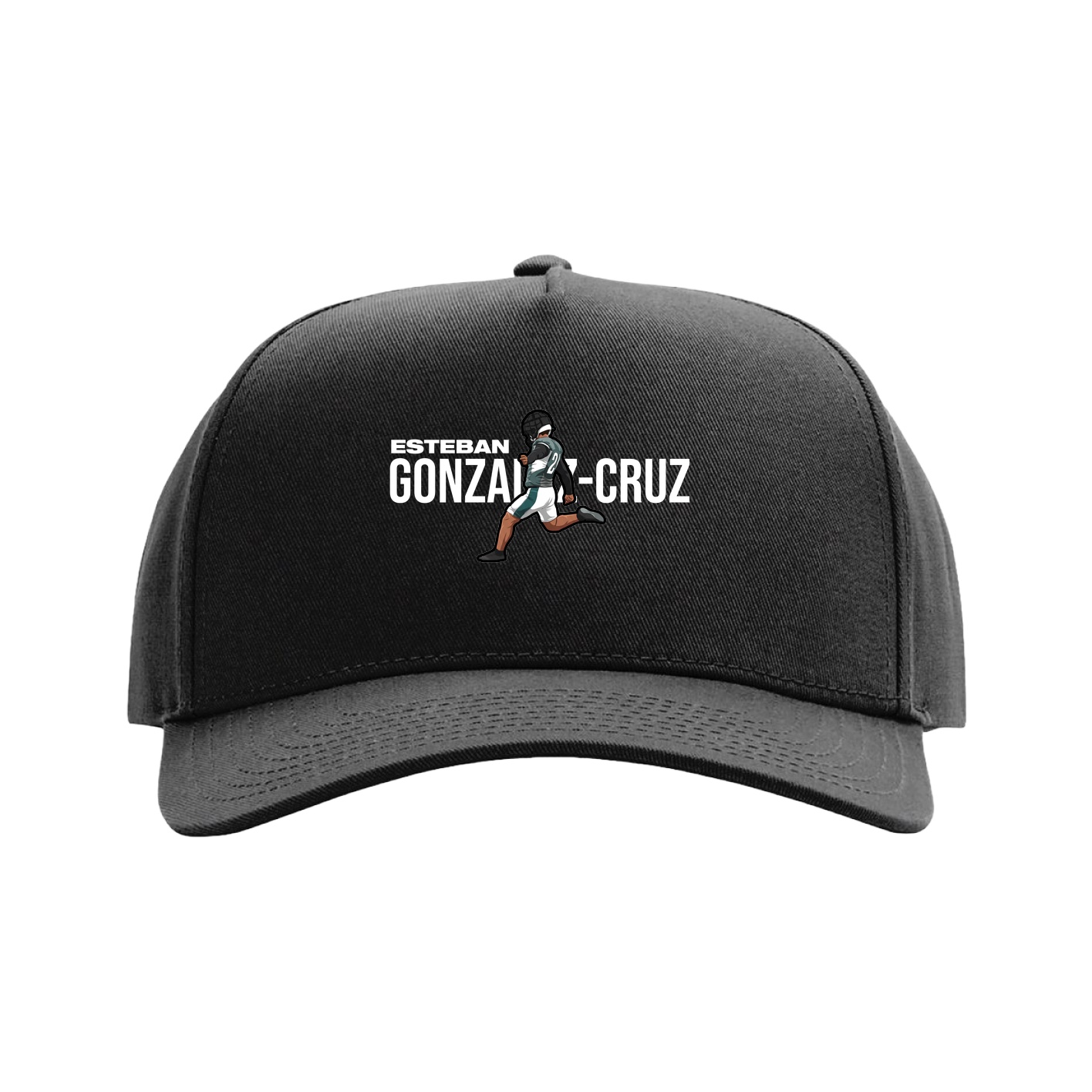 Full Fabric Five-Panel Champ Cap — Player Name in Black