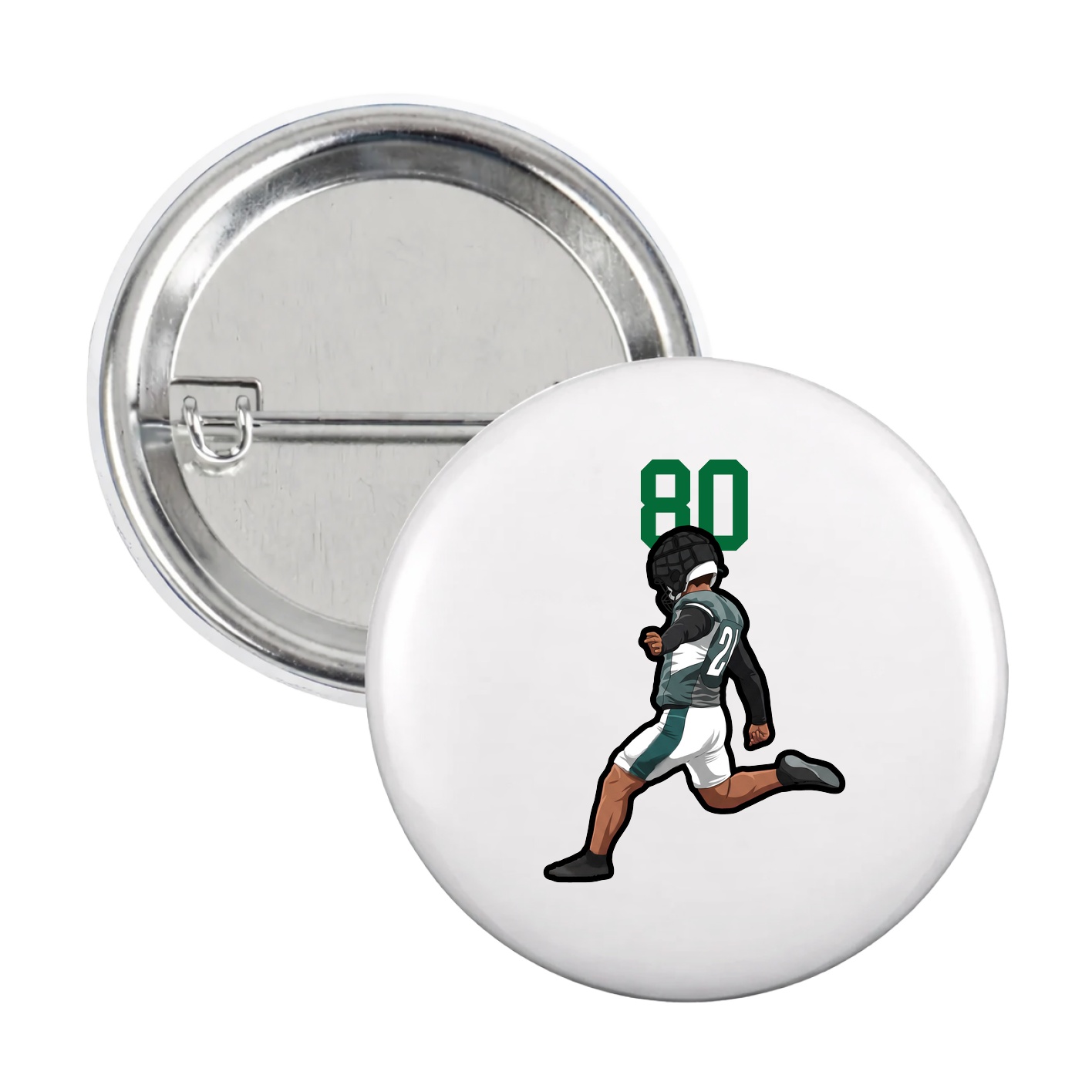 Game Day Button — Number Top in White