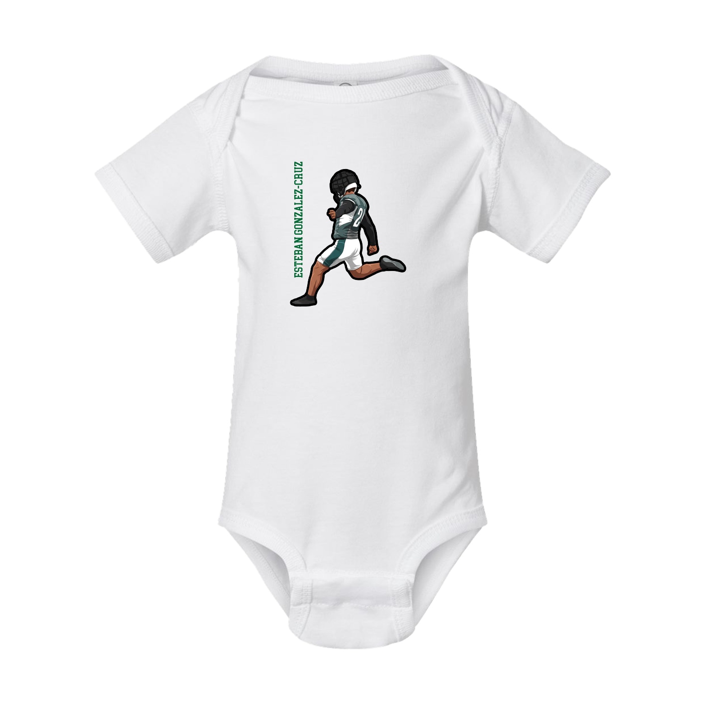 Baby Onesie — Name Vertical in White