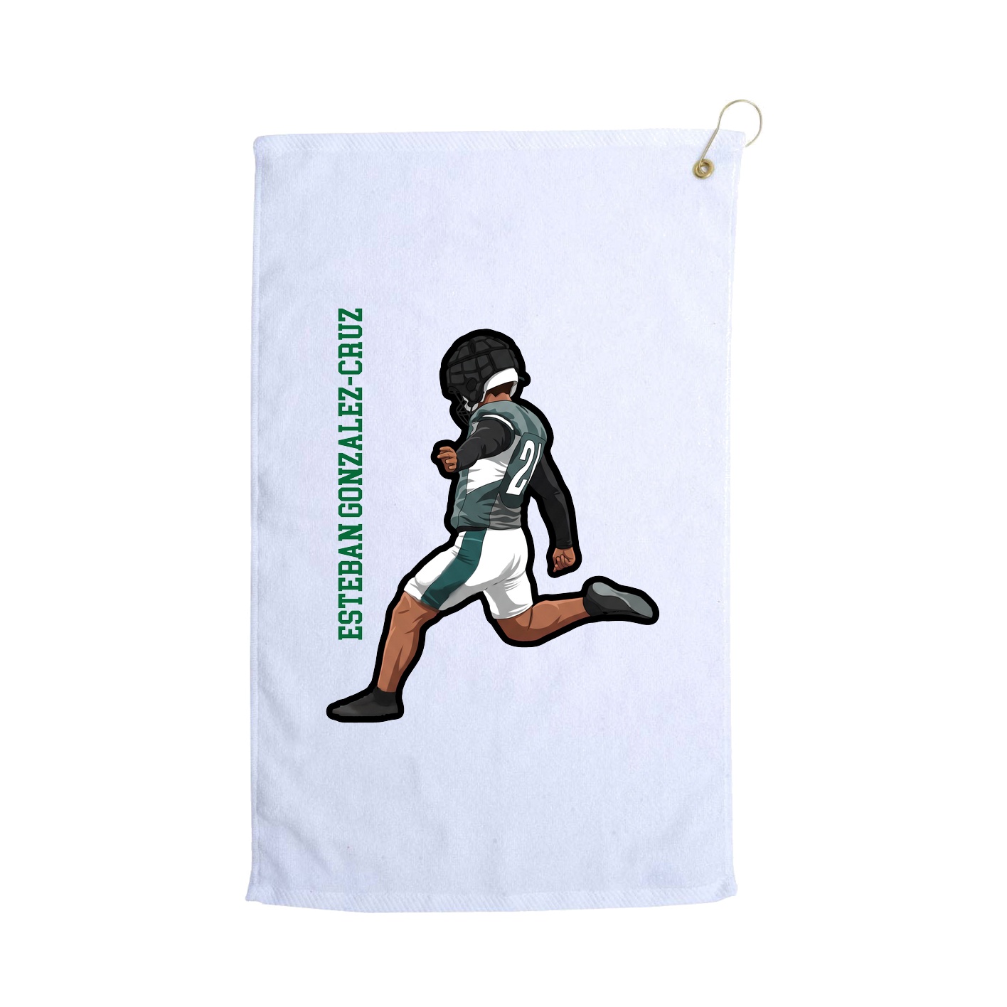 Golf Towel — Name Vertical in White