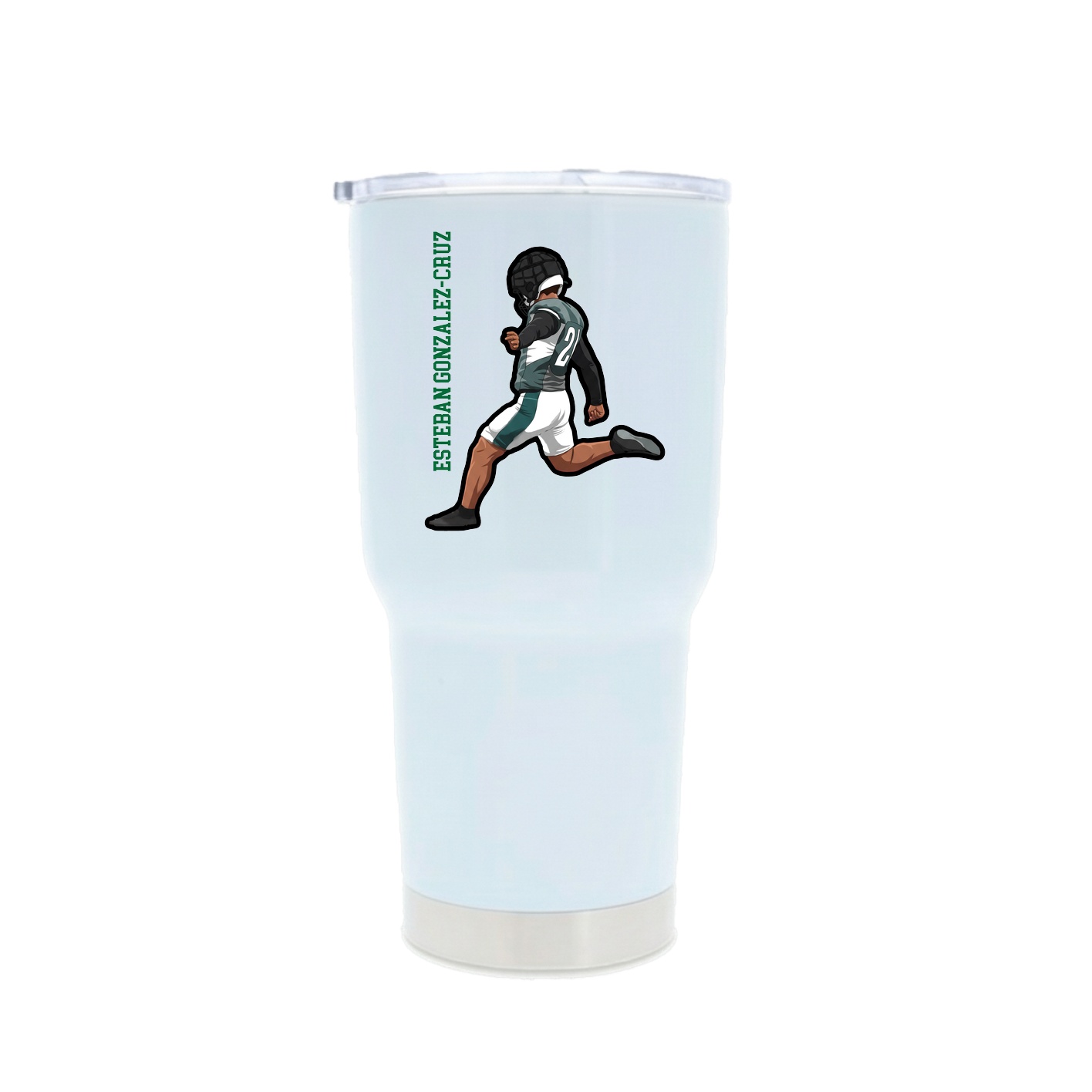 30oz Stainless Steel Tumbler — Name Vertical in White