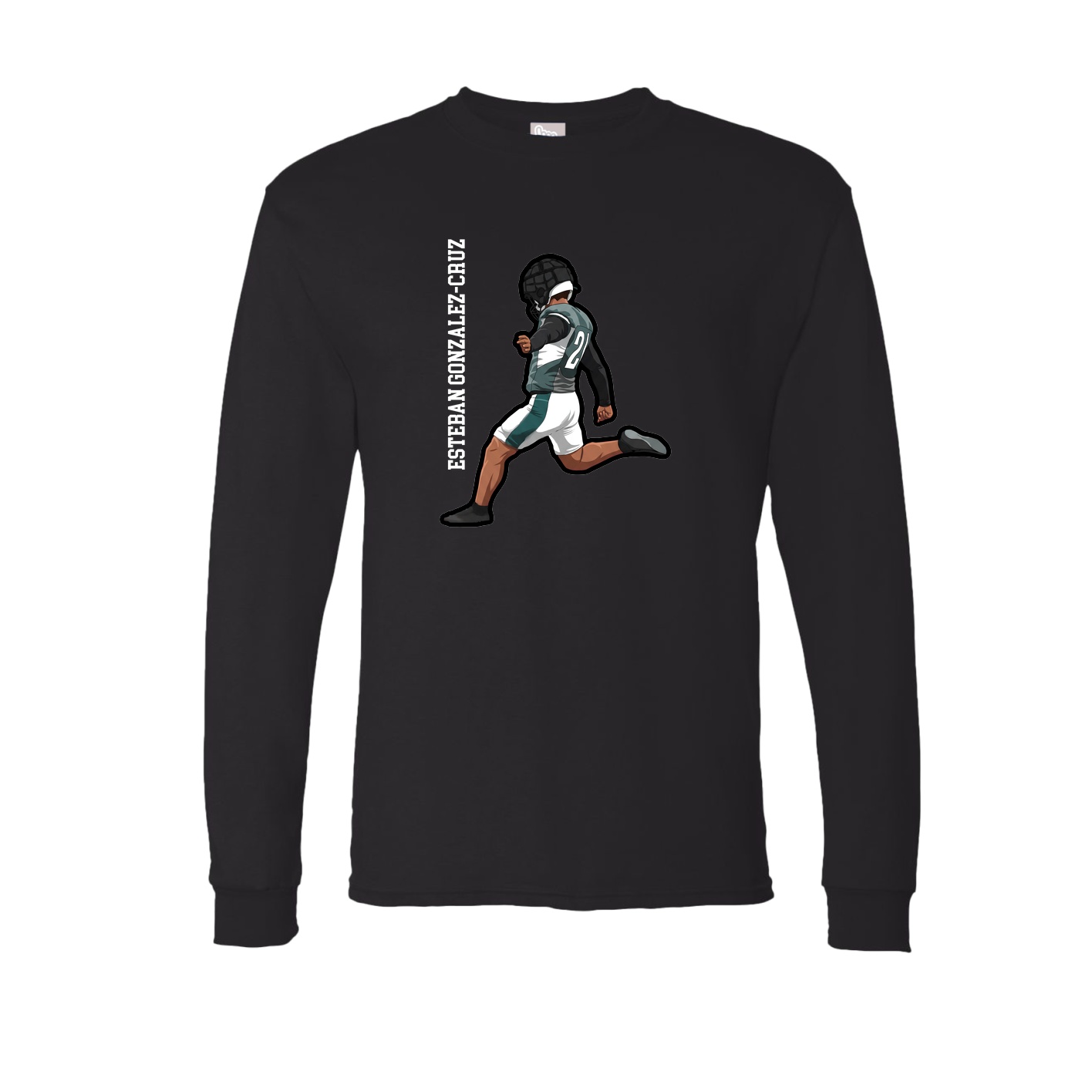 Long Sleeve Tee — Name Vertical in Black