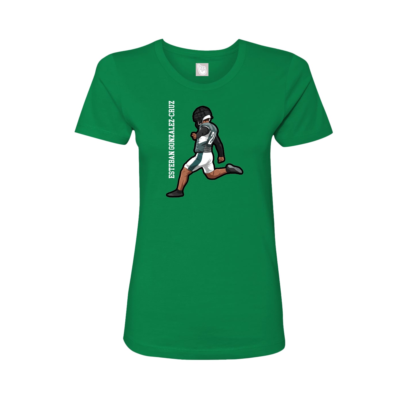 Fitted Women's Tee — Name Vertical in Green
