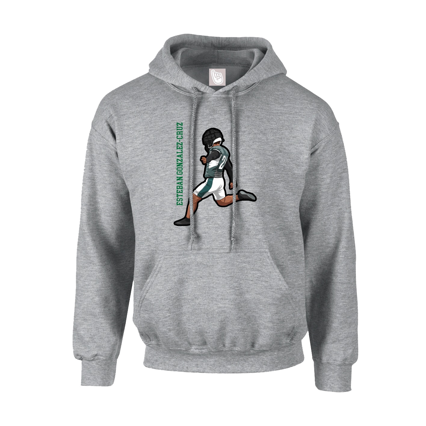 Hoodie — Name Vertical in Grey