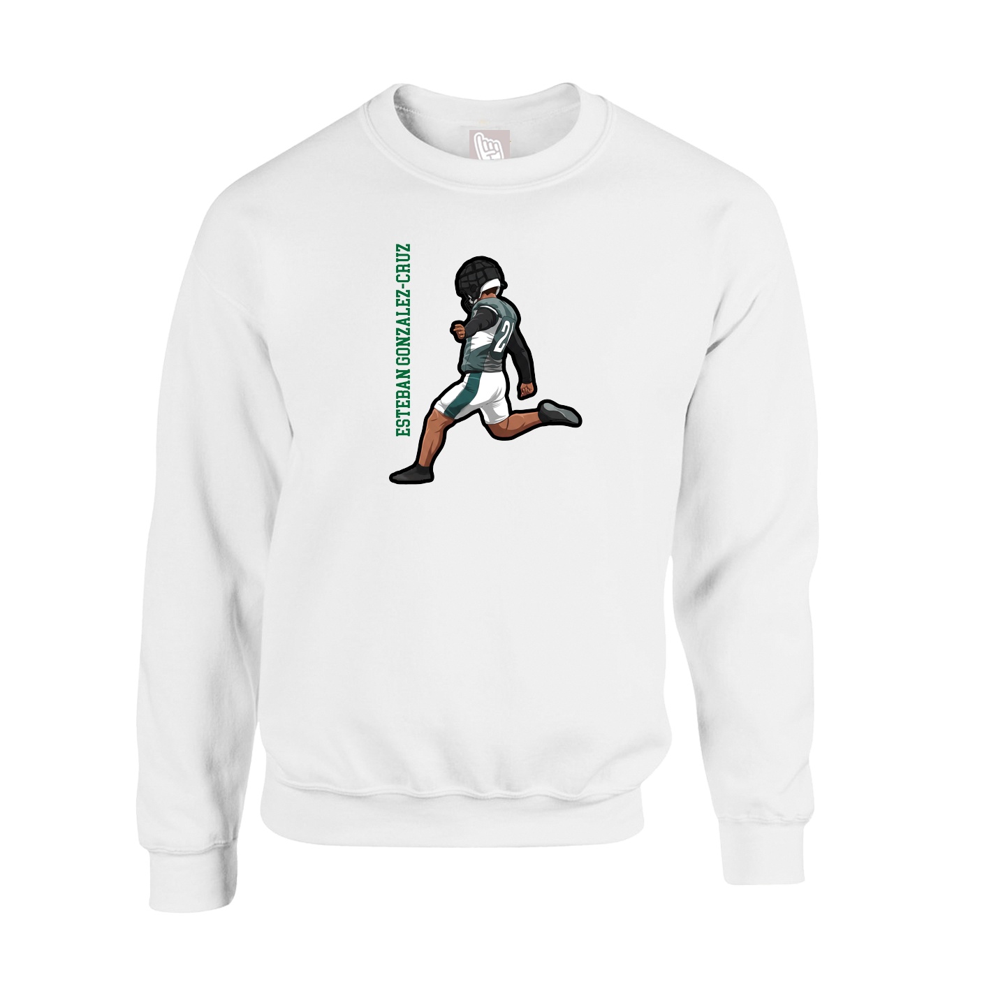 Fleece Crew — Name Vertical in White