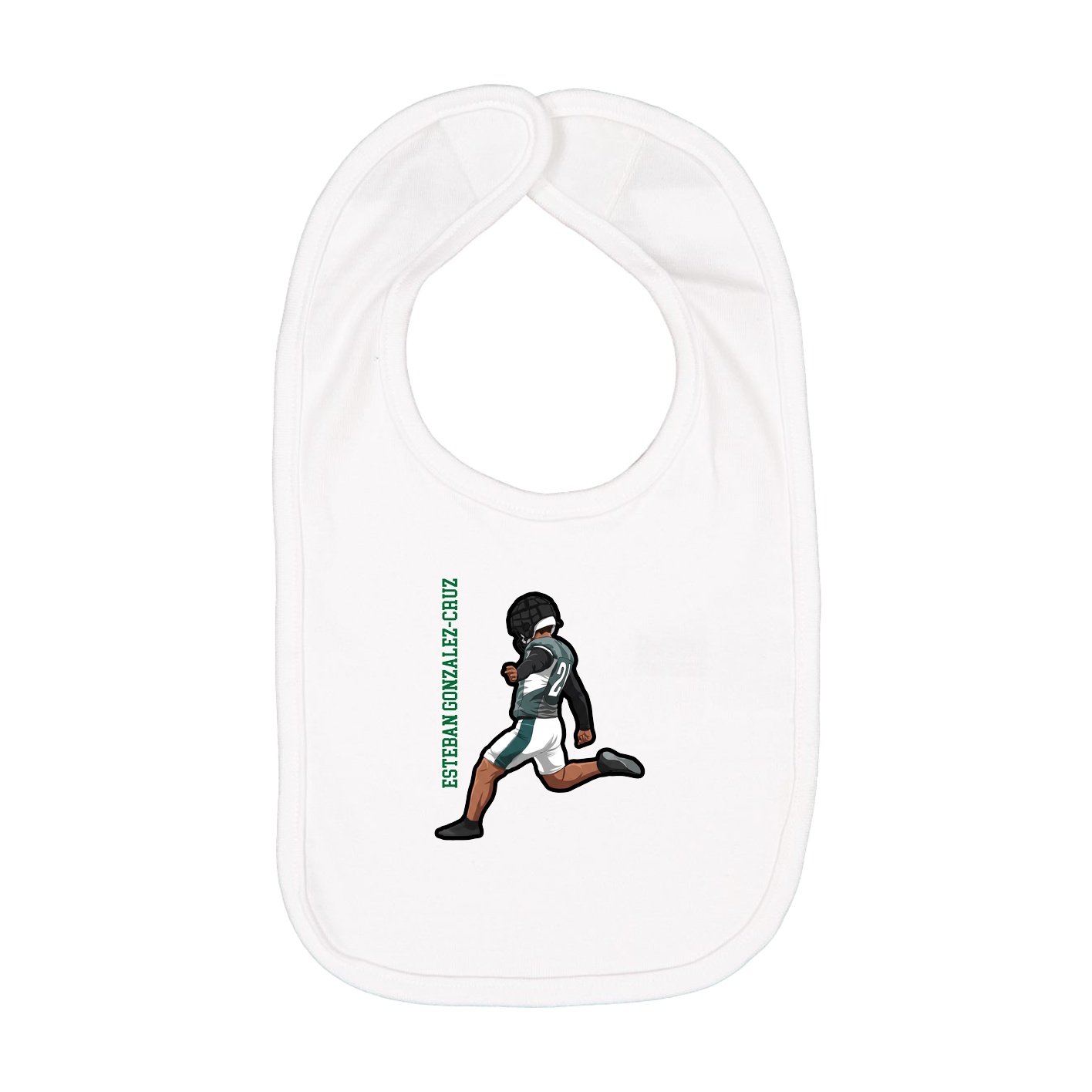 Infant Bib — Name Vertical in White