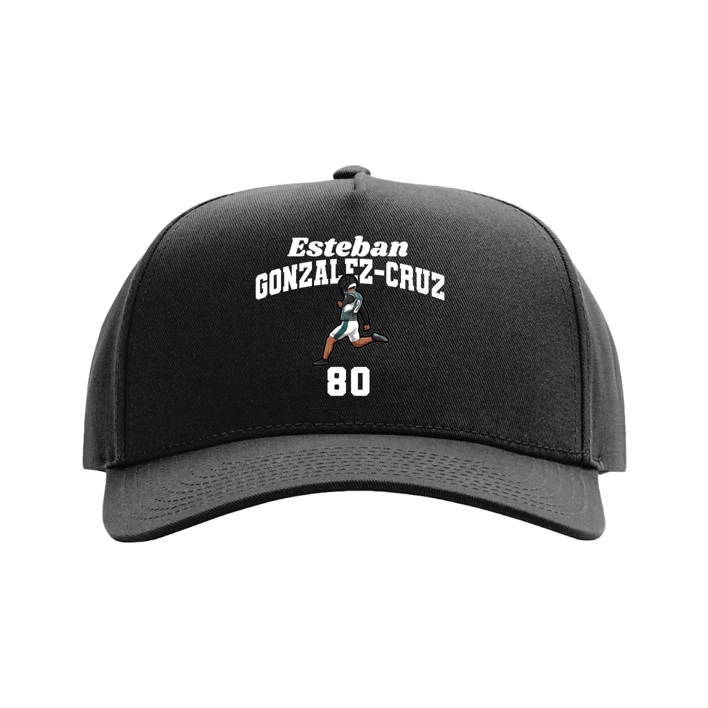 Full Fabric Five-Panel Champ Cap — Signature Arch in Black