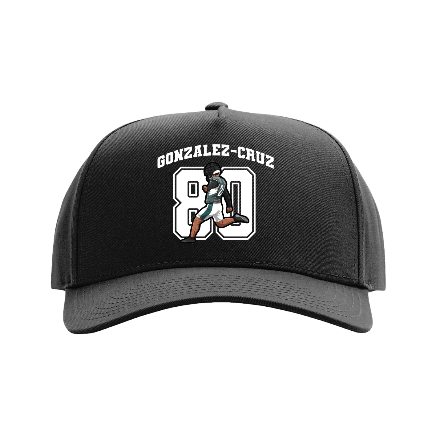 Full Fabric Five-Panel Champ Cap — Number in Black