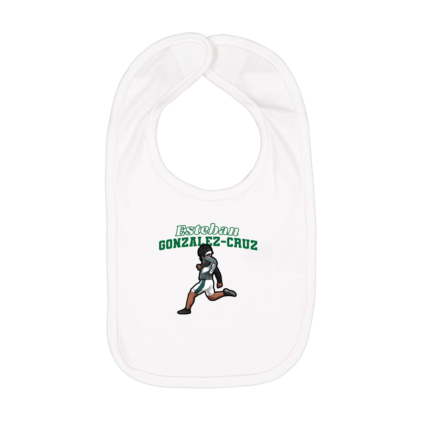 Infant Bib — Name Arch in White