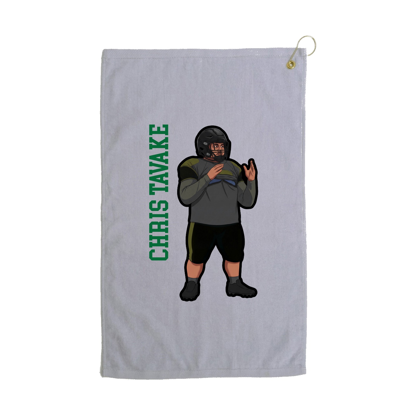 Golf Towel — Name Vertical in Grey