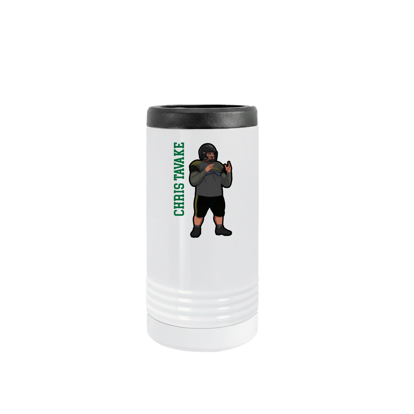 Slim Beverage Holder — Name Vertical in White