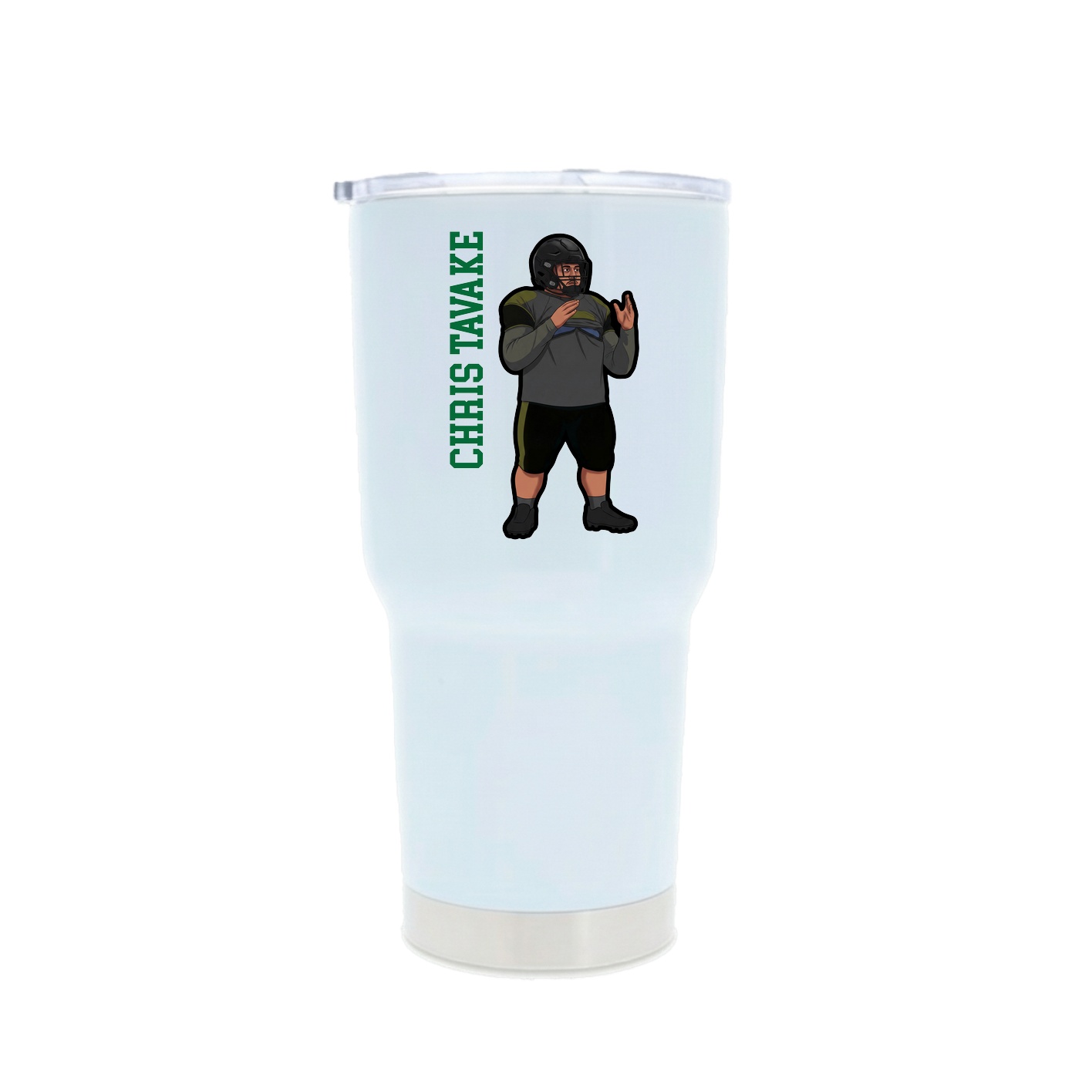 30oz Stainless Steel Tumbler — Name Vertical in White
