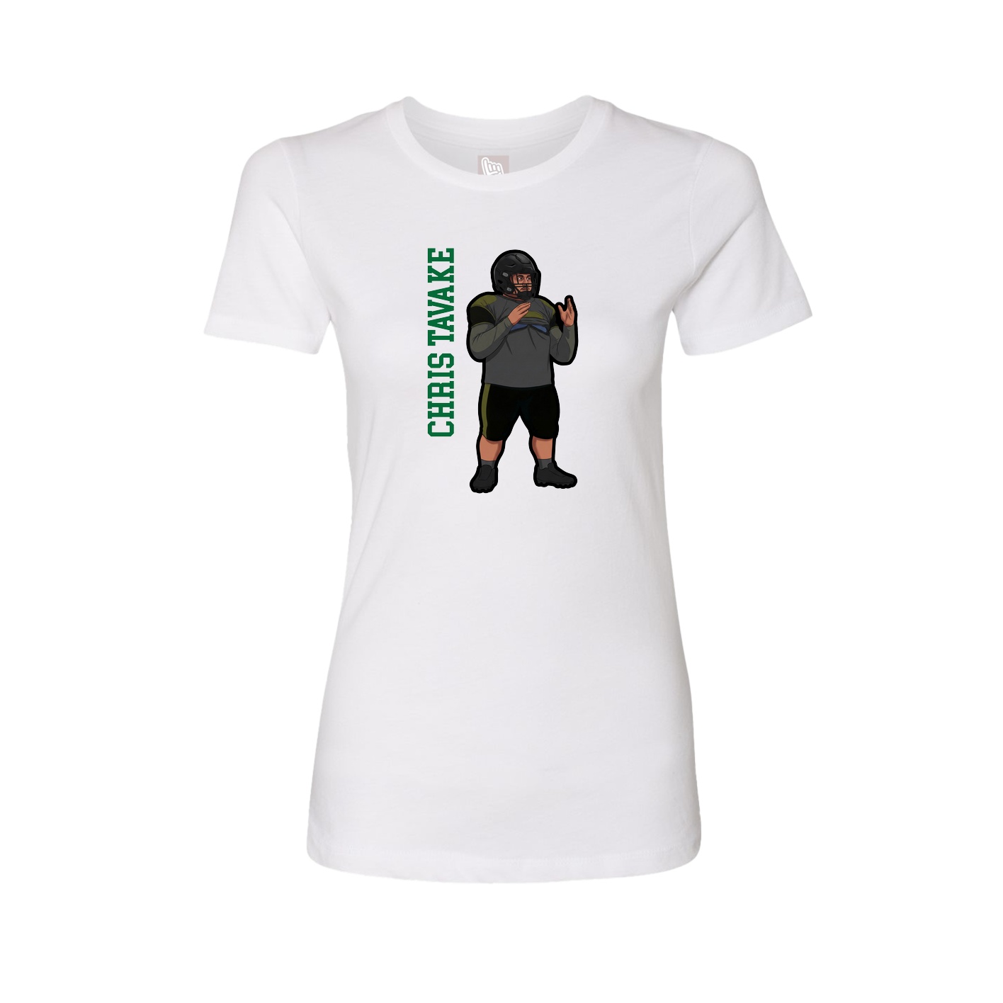 Fitted Women's Tee — Name Vertical in White