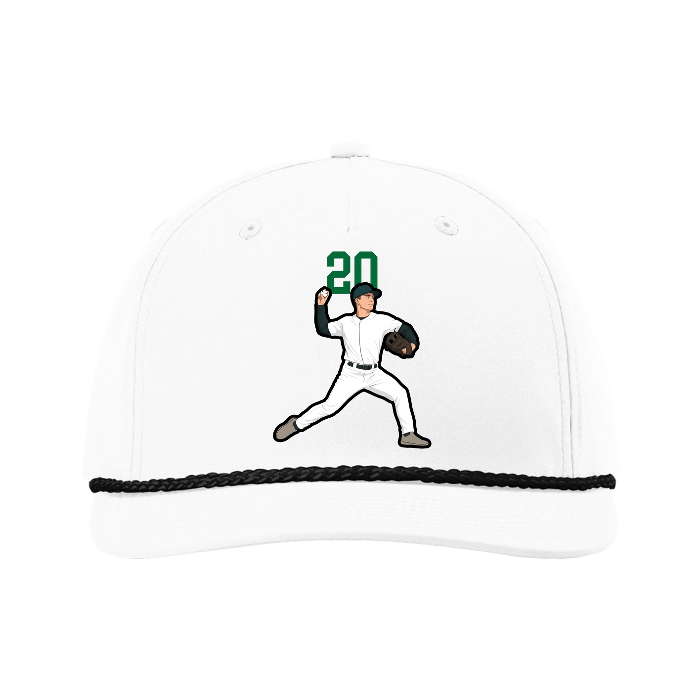 Five-Panel Classic Rope Cap — Number Top in White