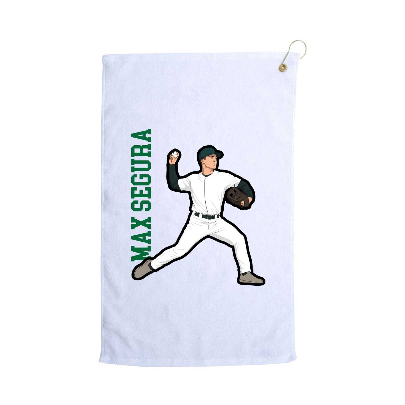 Golf Towel — Name Vertical in White