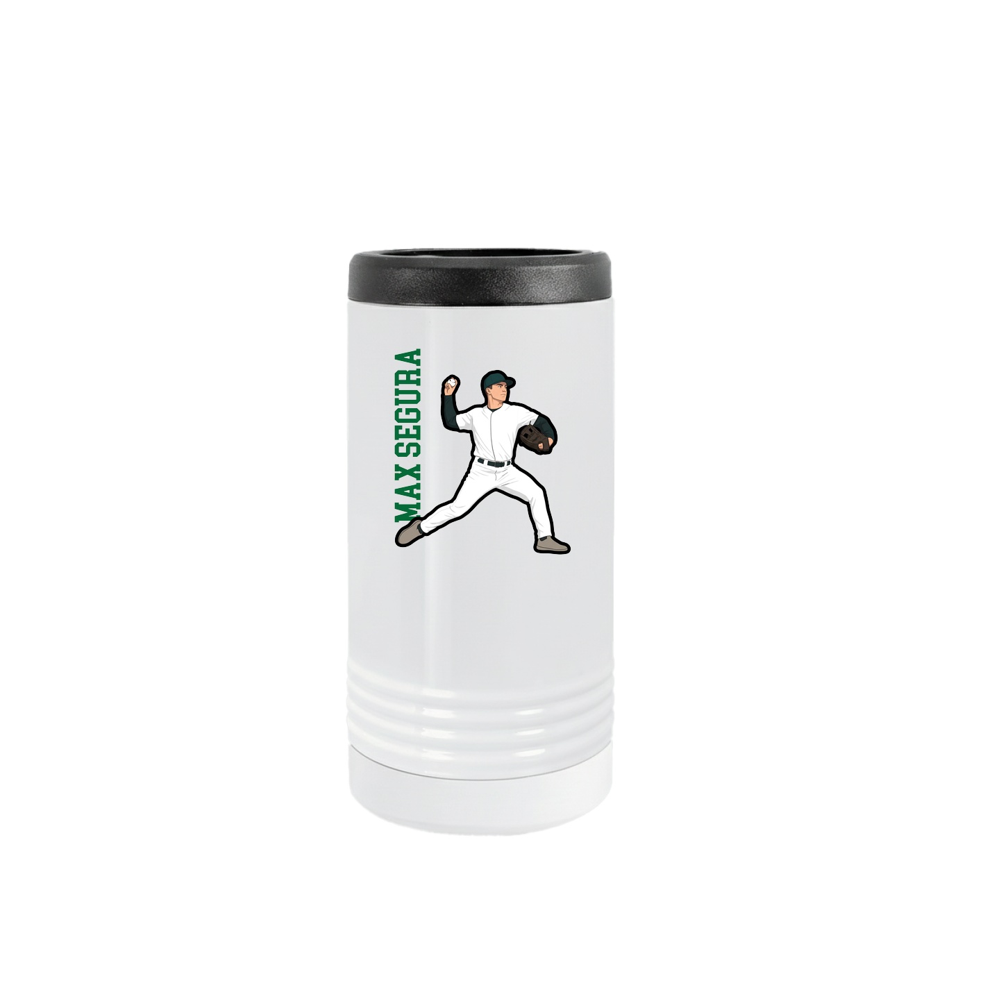 Slim Beverage Holder — Name Vertical in White