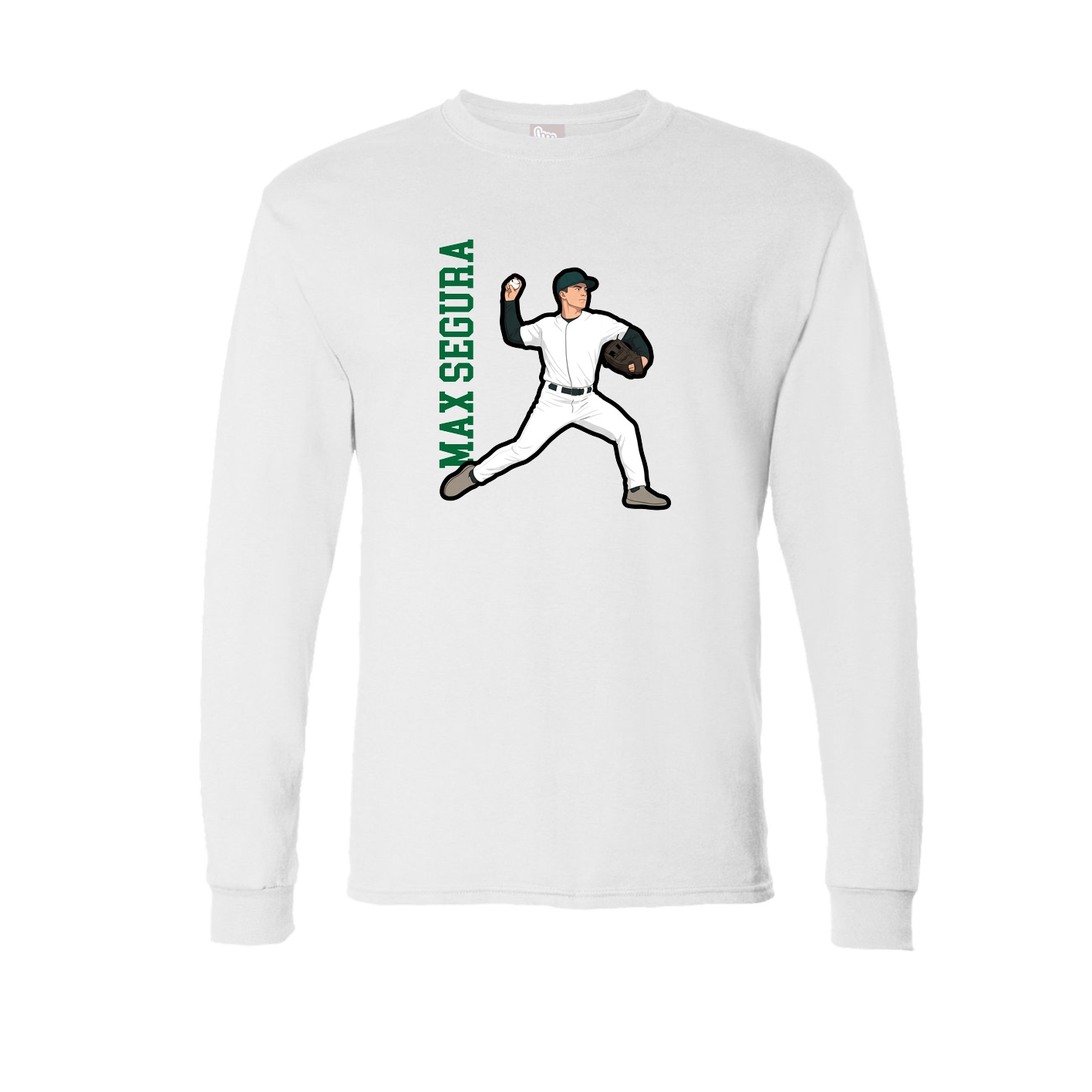 Long Sleeve Tee — Name Vertical in White