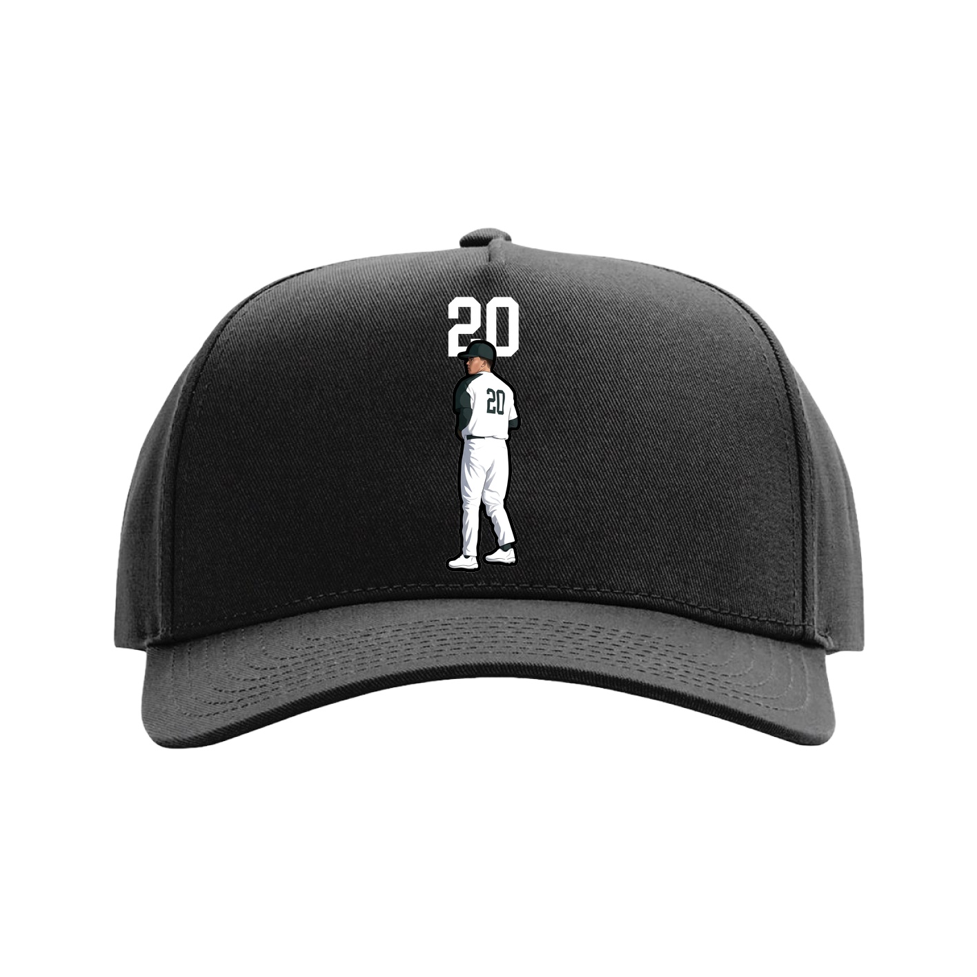 Full Fabric Five-Panel Champ Cap — Number Top in Black