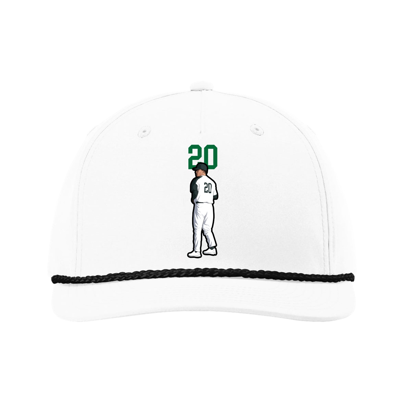 Five-Panel Classic Rope Cap — Number Top in White