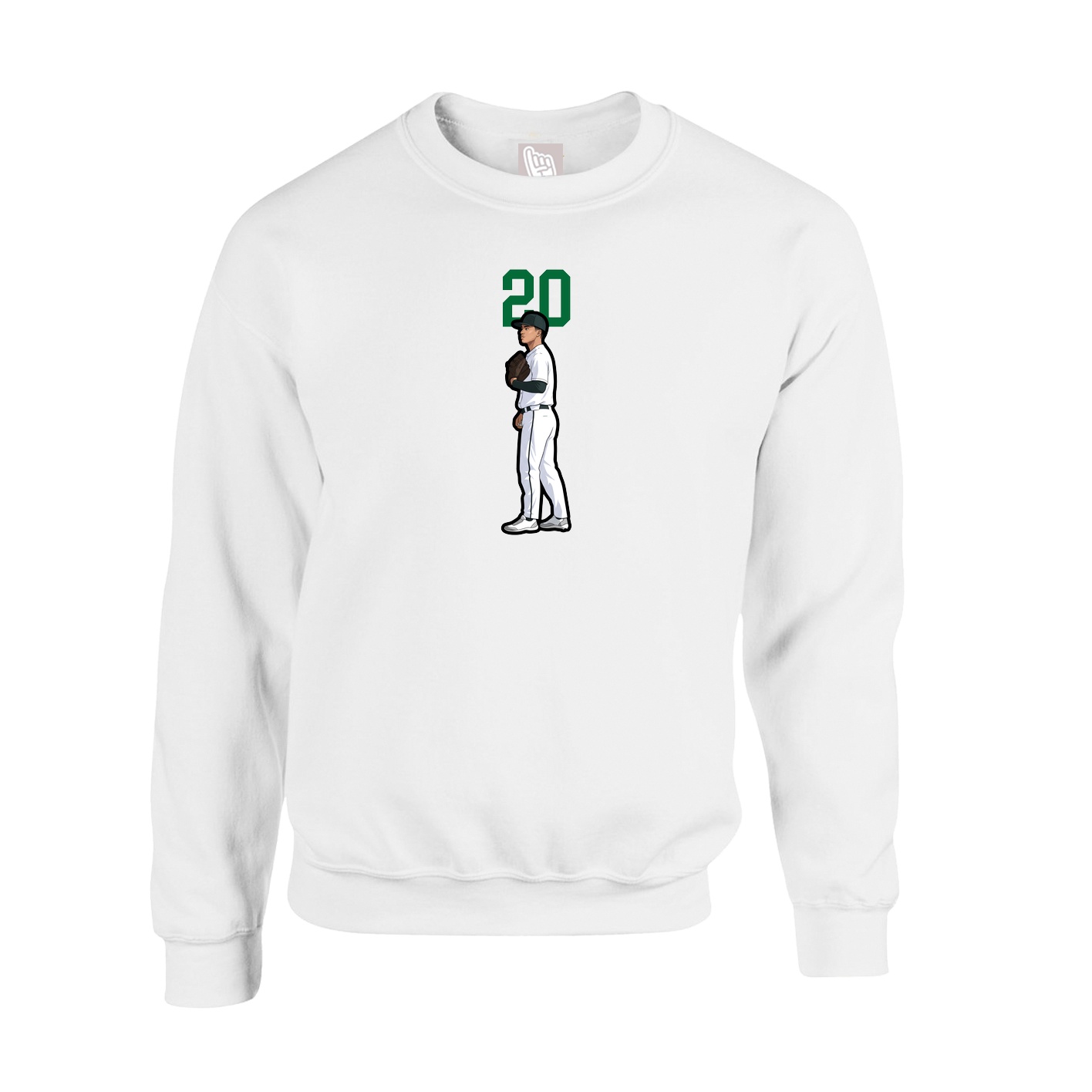 Fleece Crew — Number Top in White