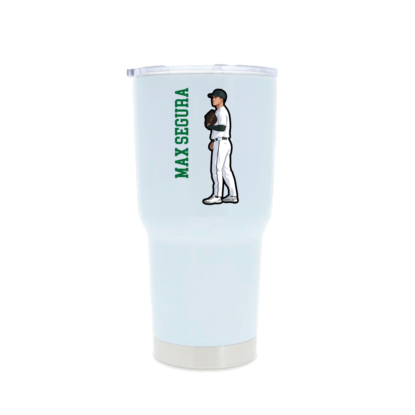 30oz Stainless Steel Tumbler — Name Vertical in White