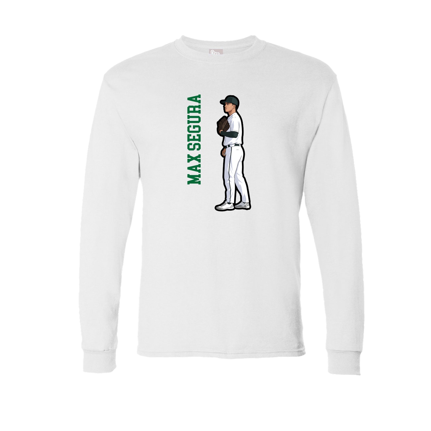 Long Sleeve Tee — Name Vertical in White