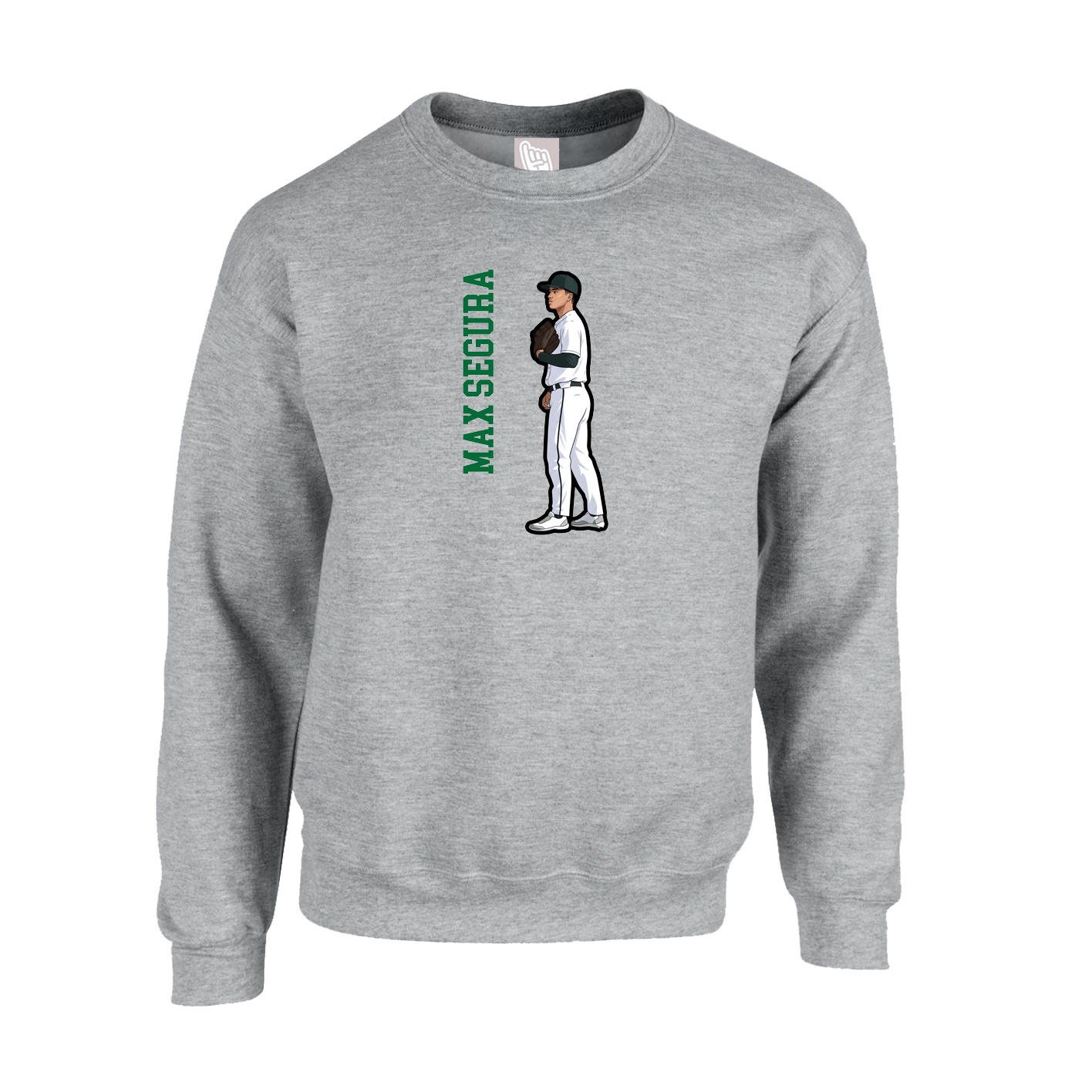 Fleece Crew — Name Vertical in Grey