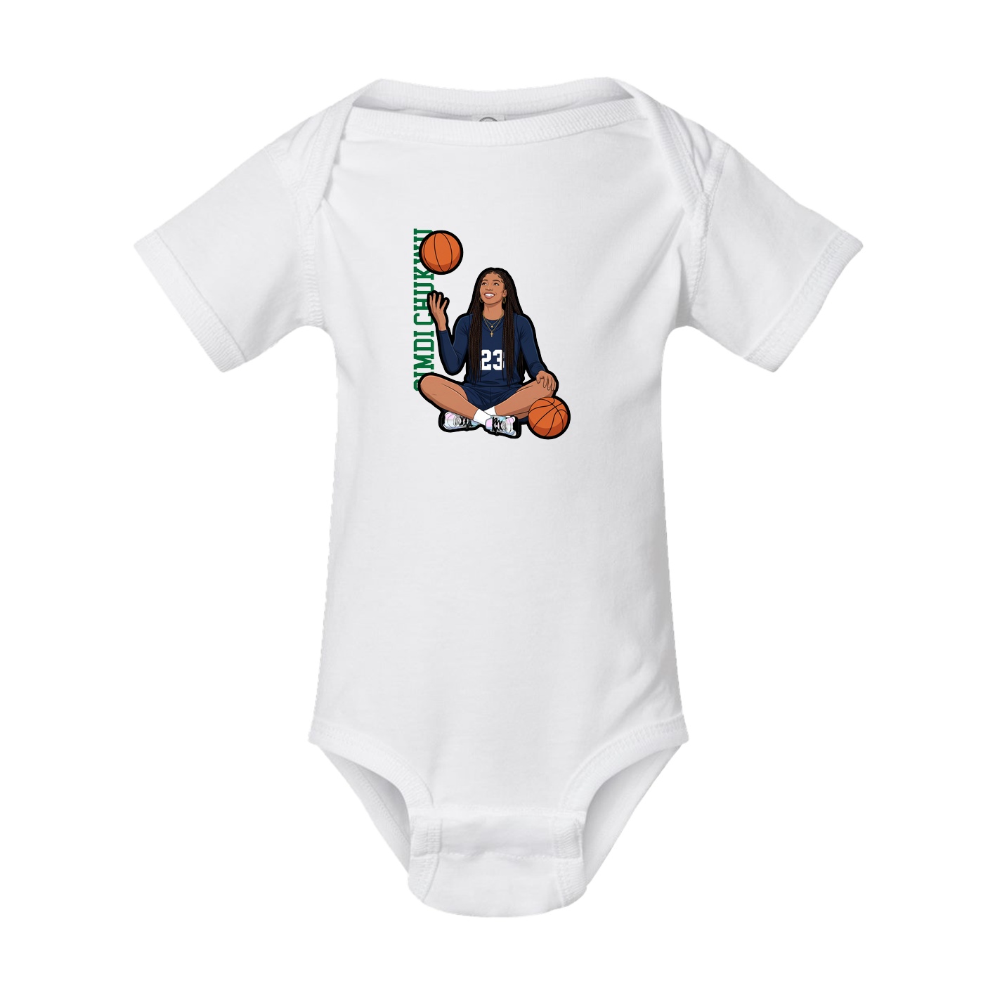 Baby Onesie — Name Vertical in White