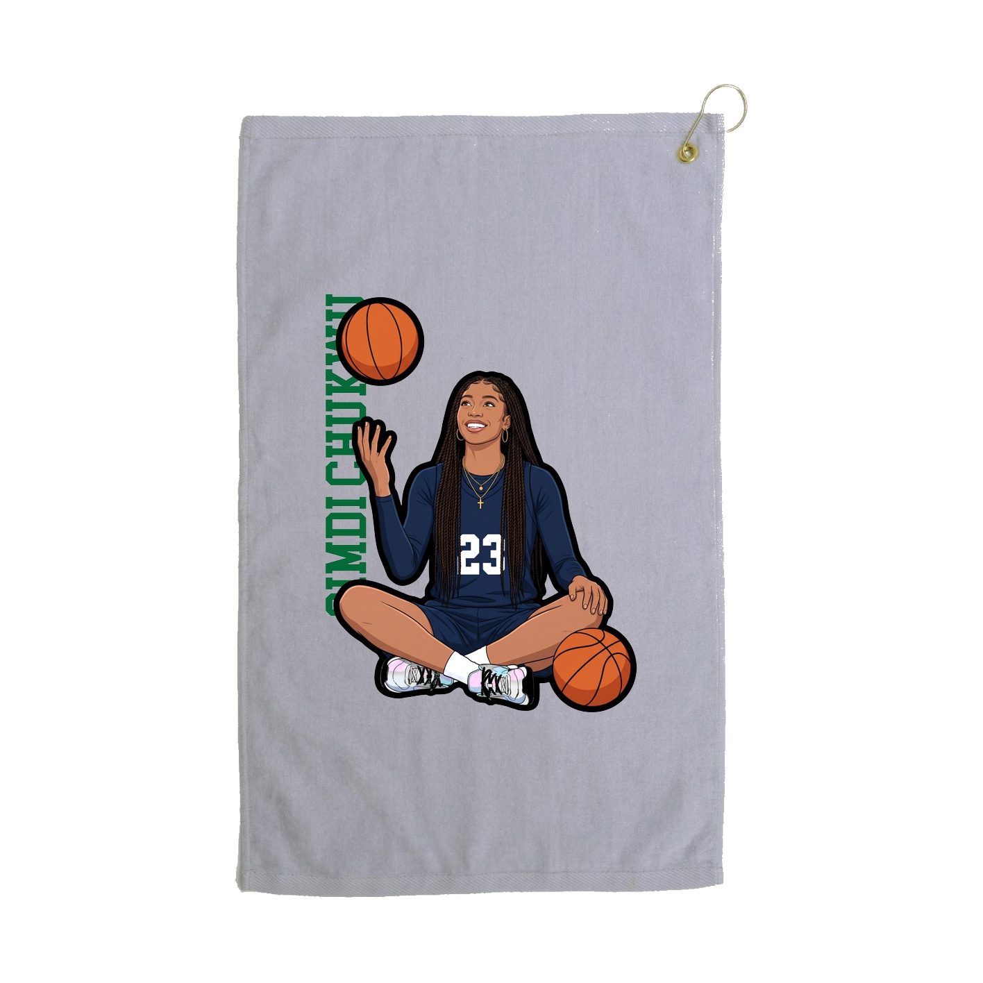 Golf Towel — Name Vertical in Grey