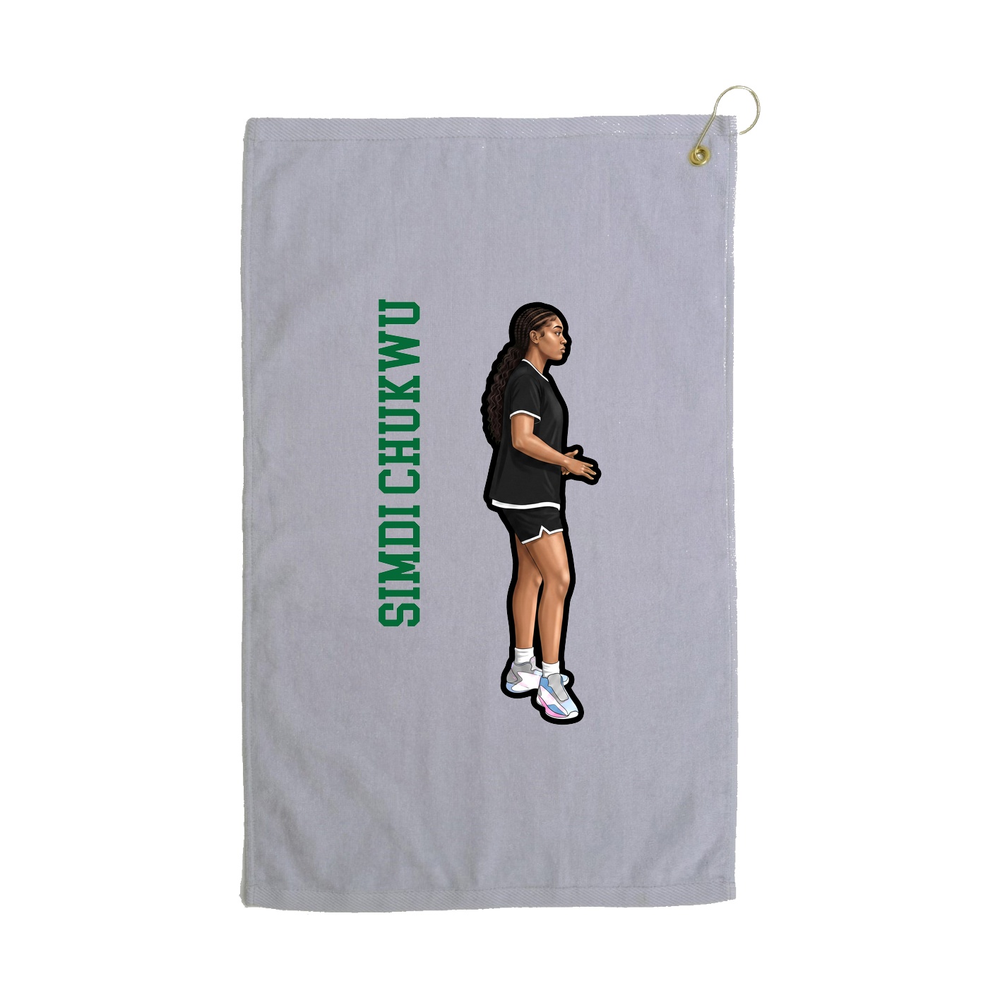 Golf Towel — Name Vertical in Grey