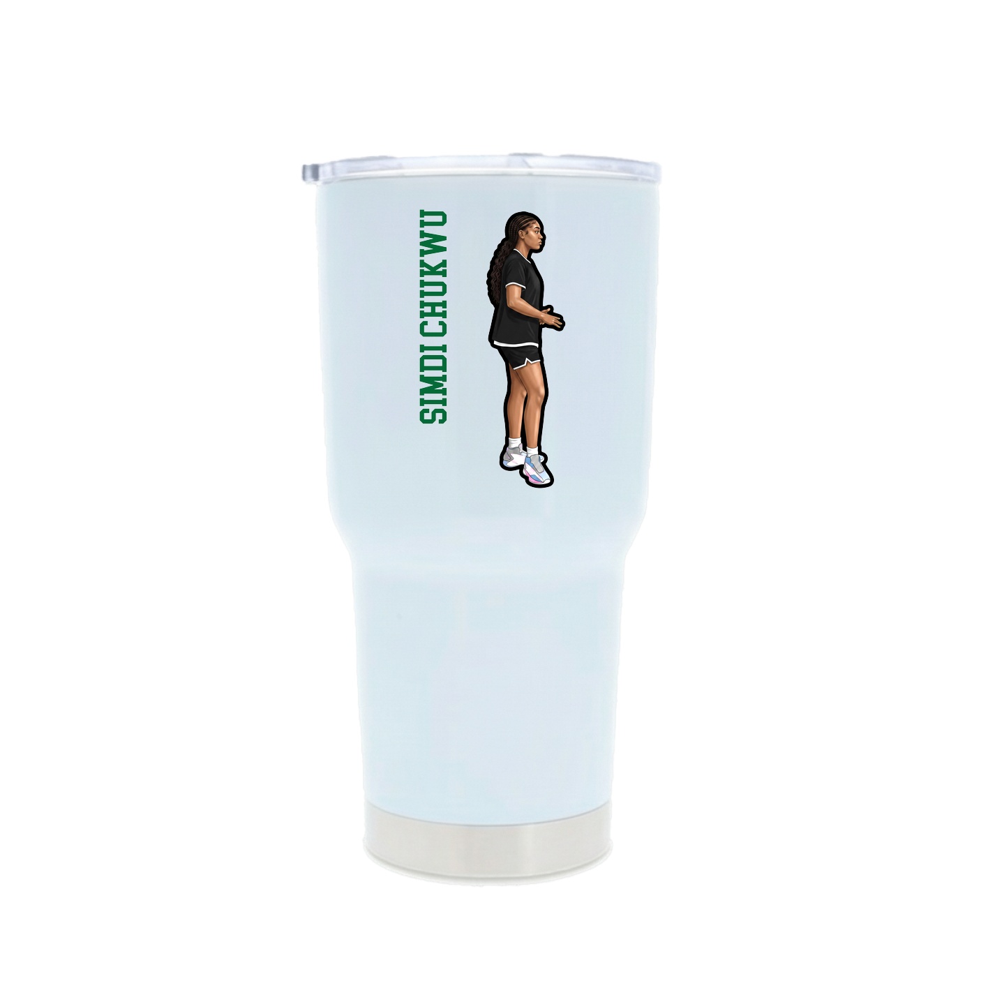 30oz Stainless Steel Tumbler — Name Vertical in White
