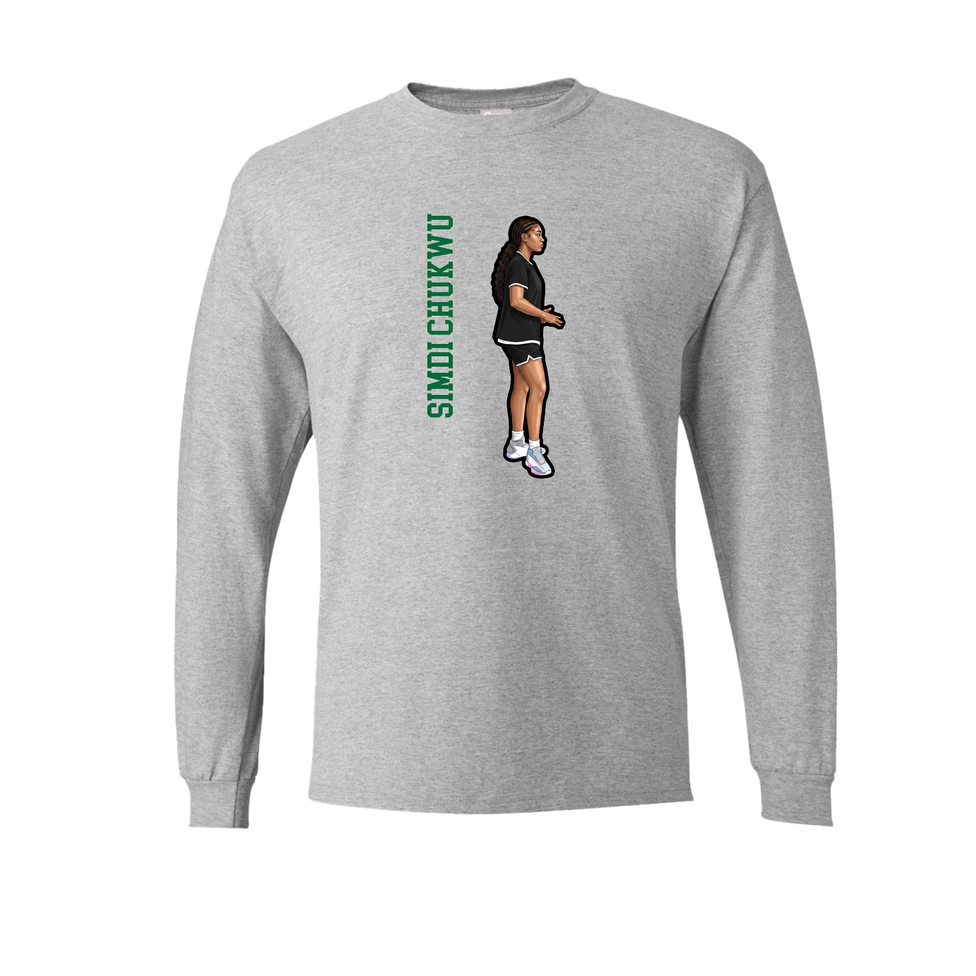 Long Sleeve Tee — Name Vertical in Grey