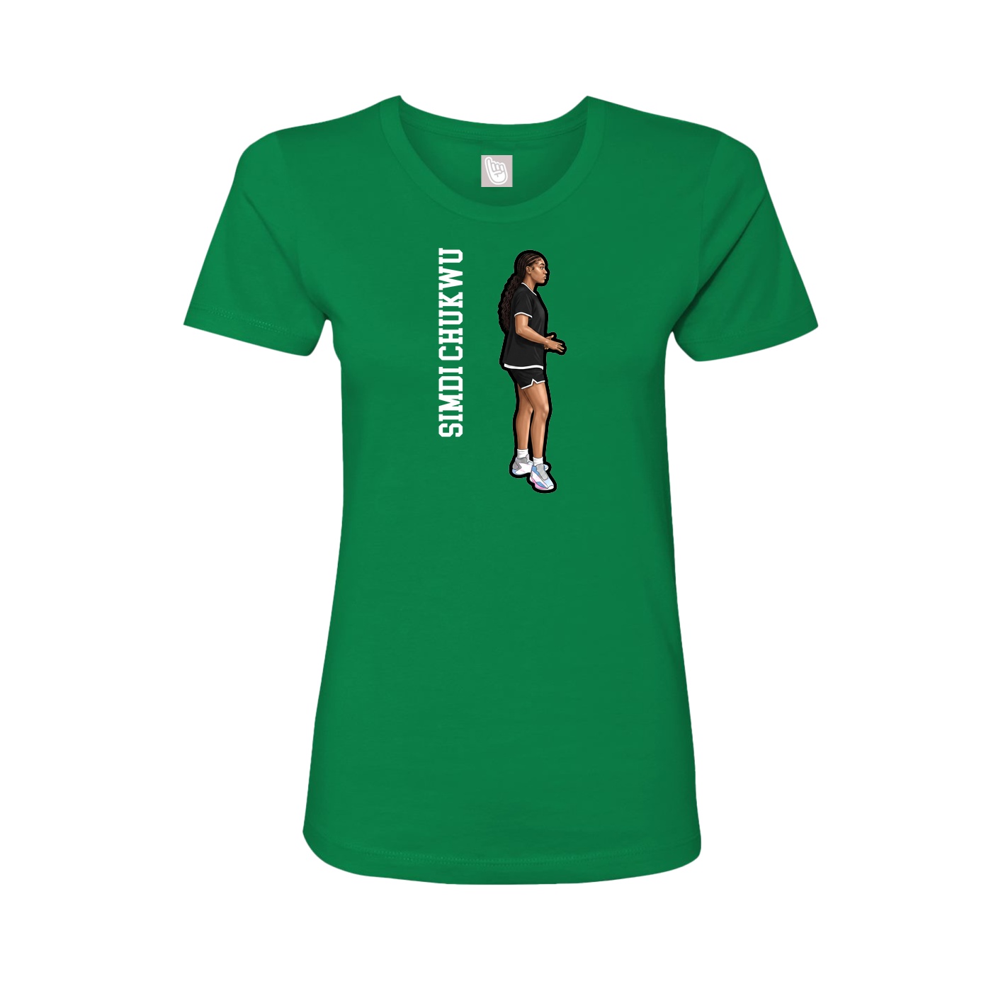 Fitted Women's Tee — Name Vertical in Green