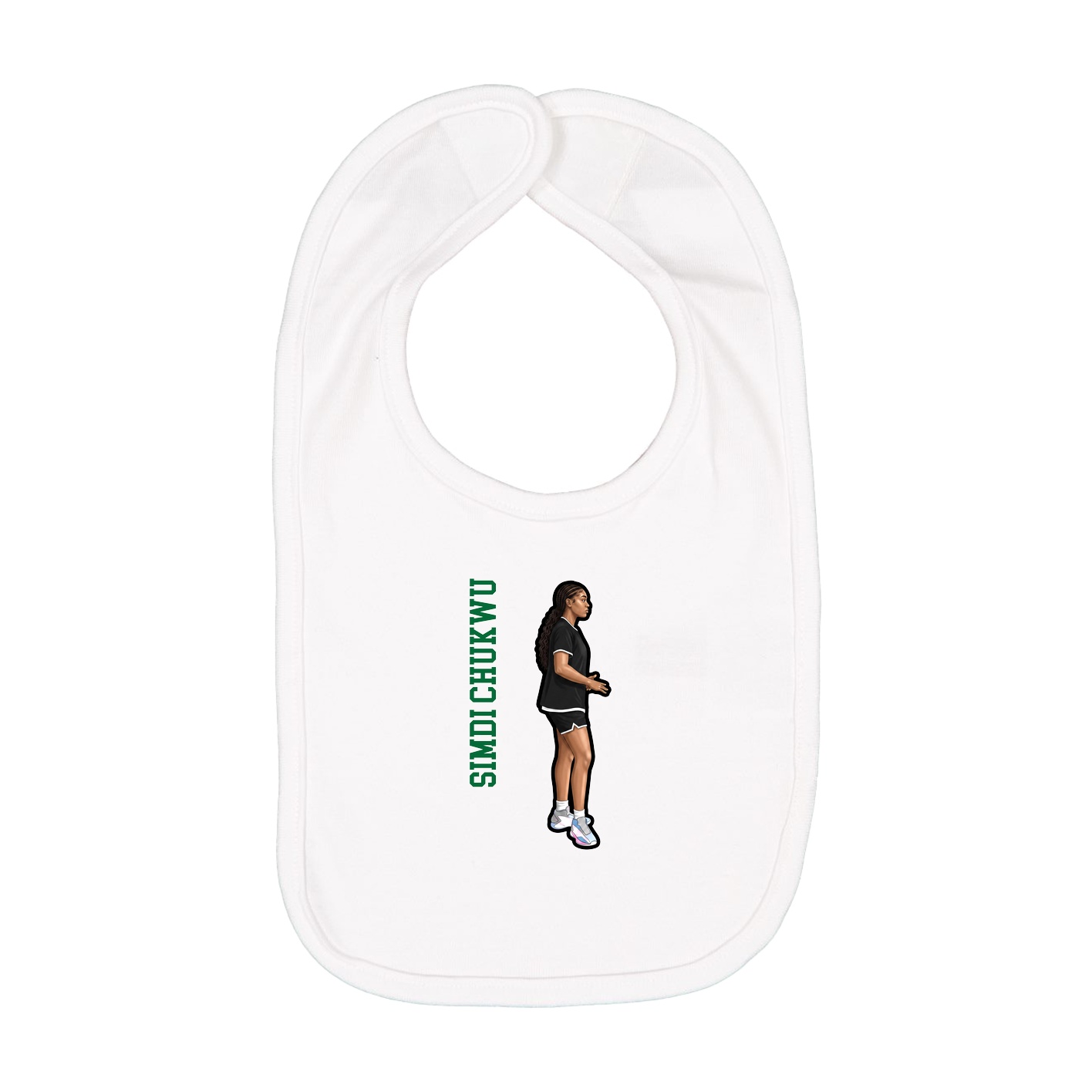 Infant Bib — Name Vertical in White