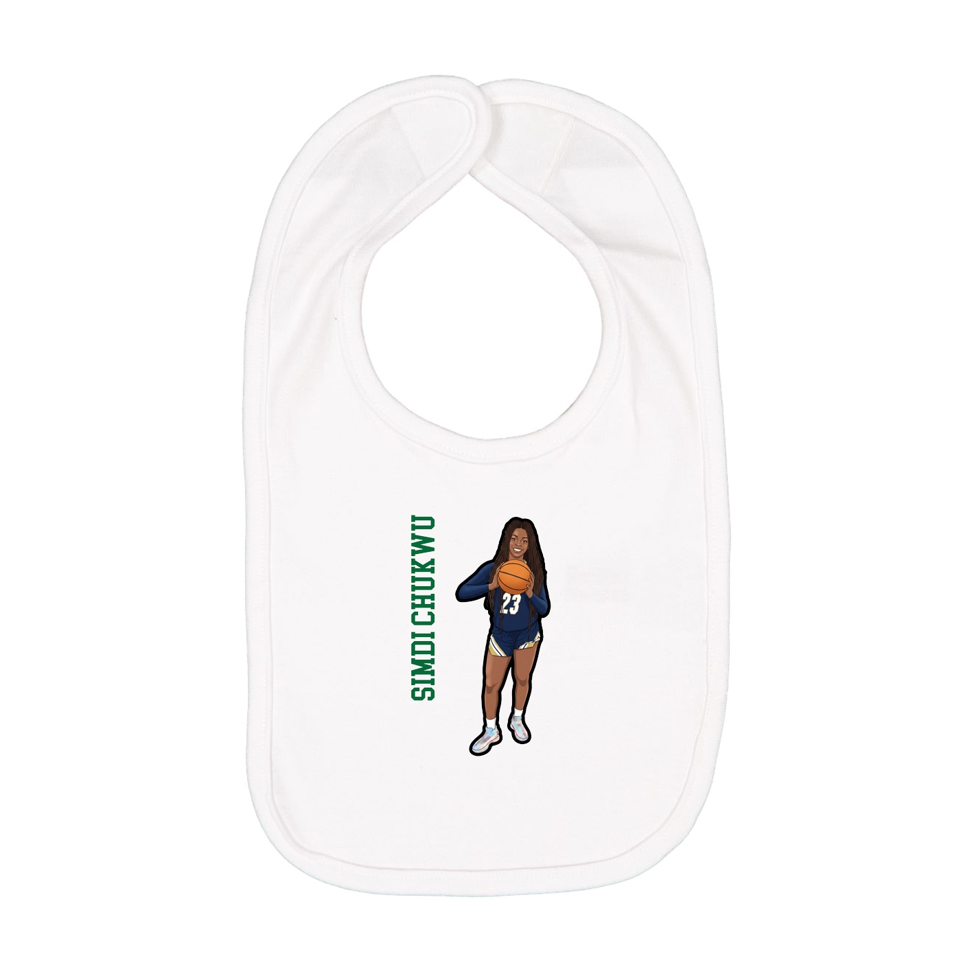 Infant Bib — Name Vertical in White