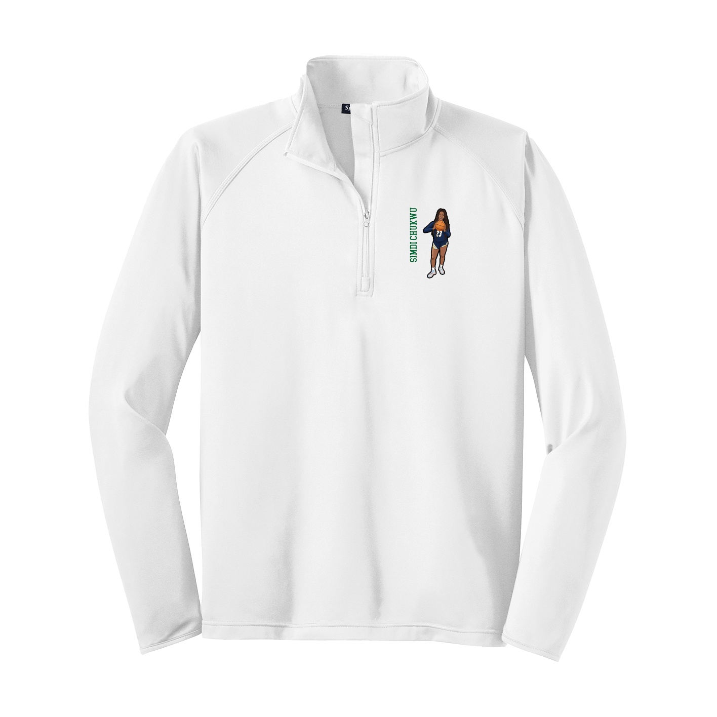 Q-Zip Pullover — Name Vertical in White