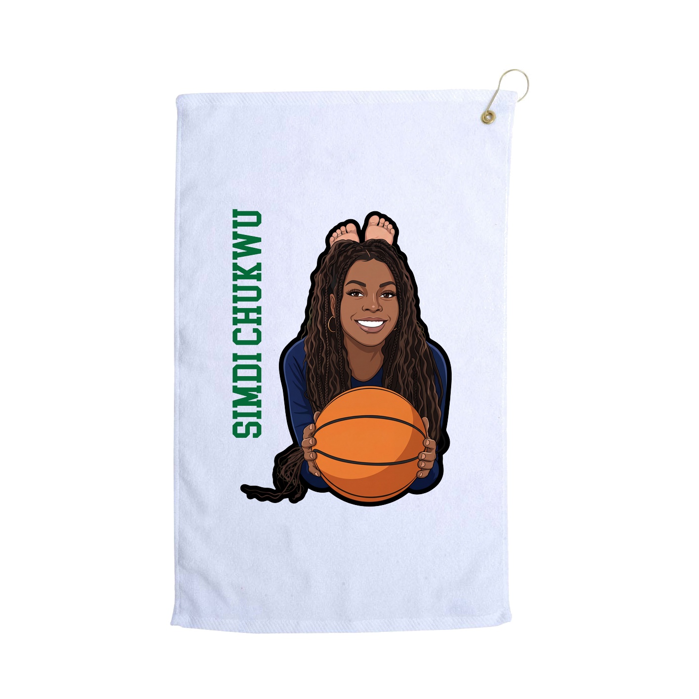 Golf Towel — Name Vertical in White