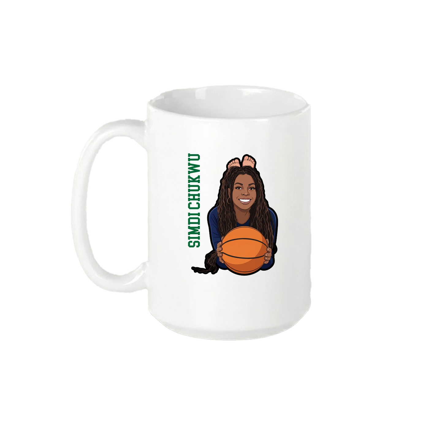 15oz Coffee Mug — Name Vertical in White