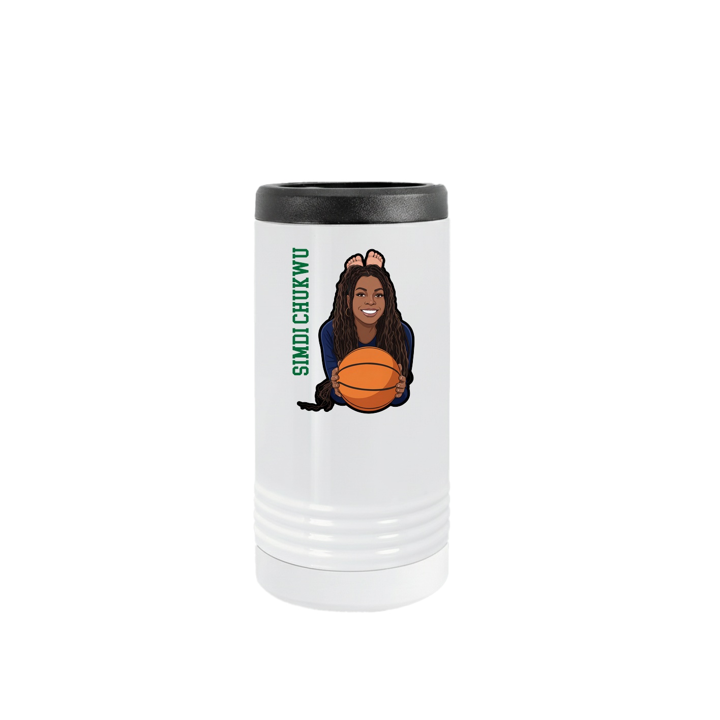 Slim Beverage Holder — Name Vertical in White