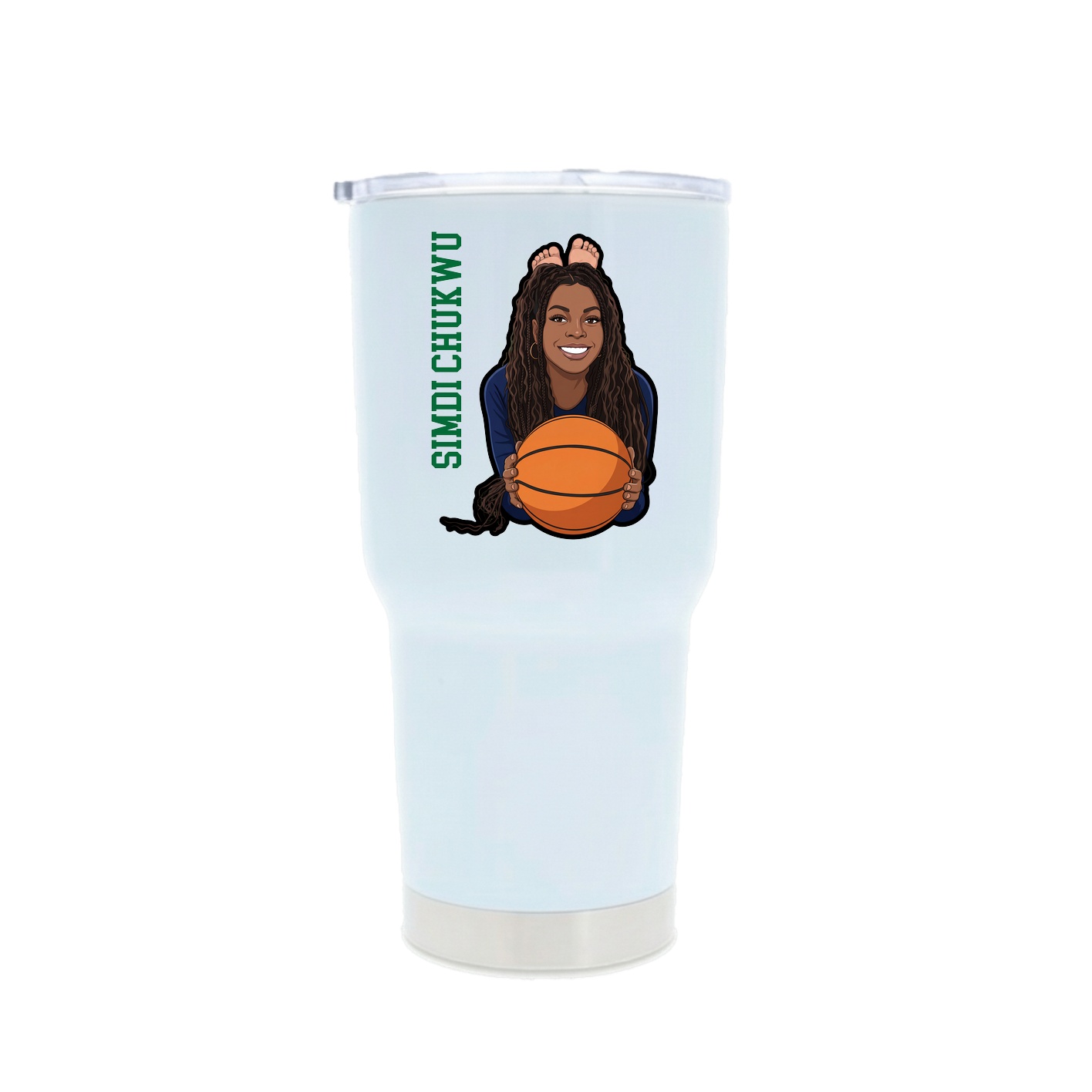 30oz Stainless Steel Tumbler — Name Vertical in White