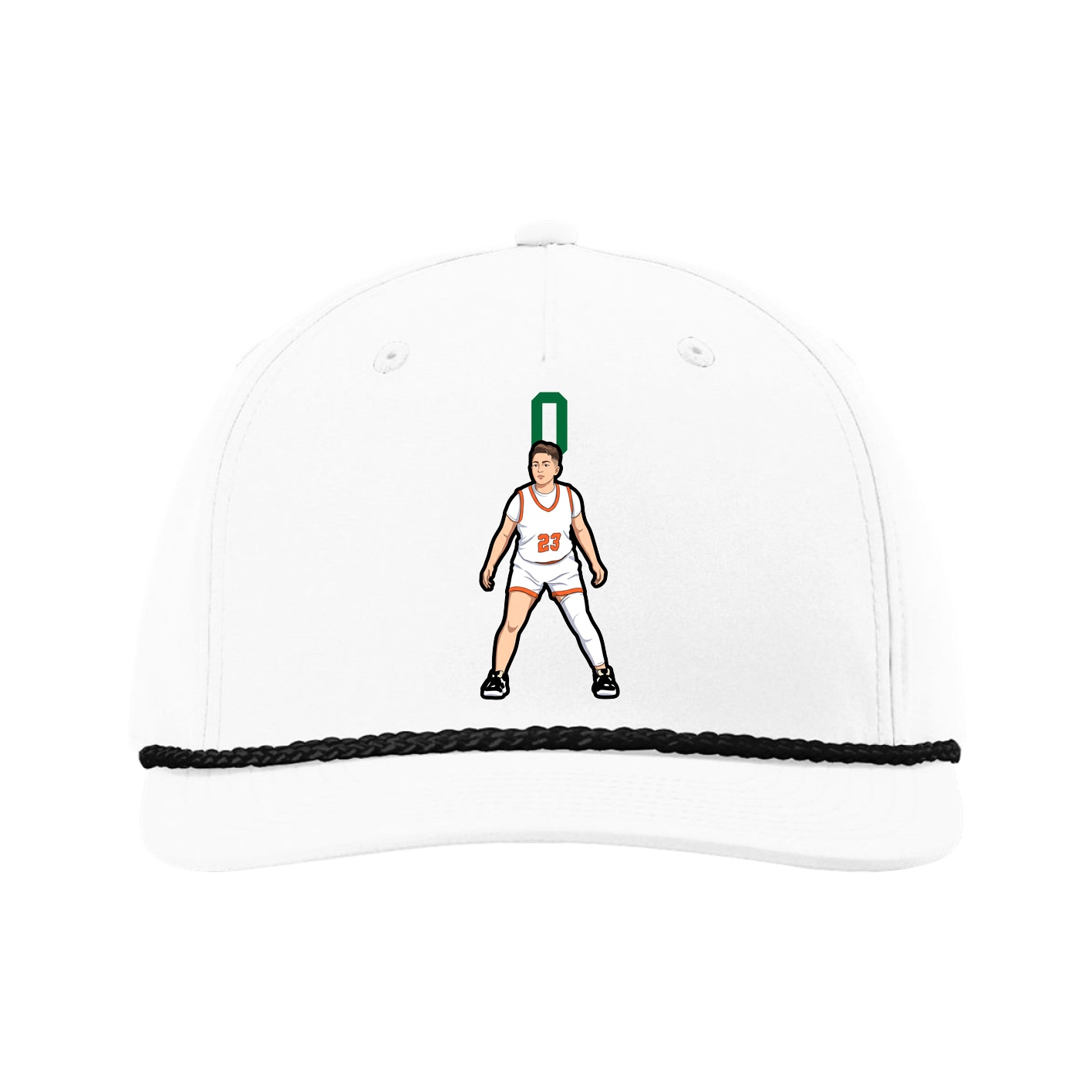 Five-Panel Classic Rope Cap — Number Top in White