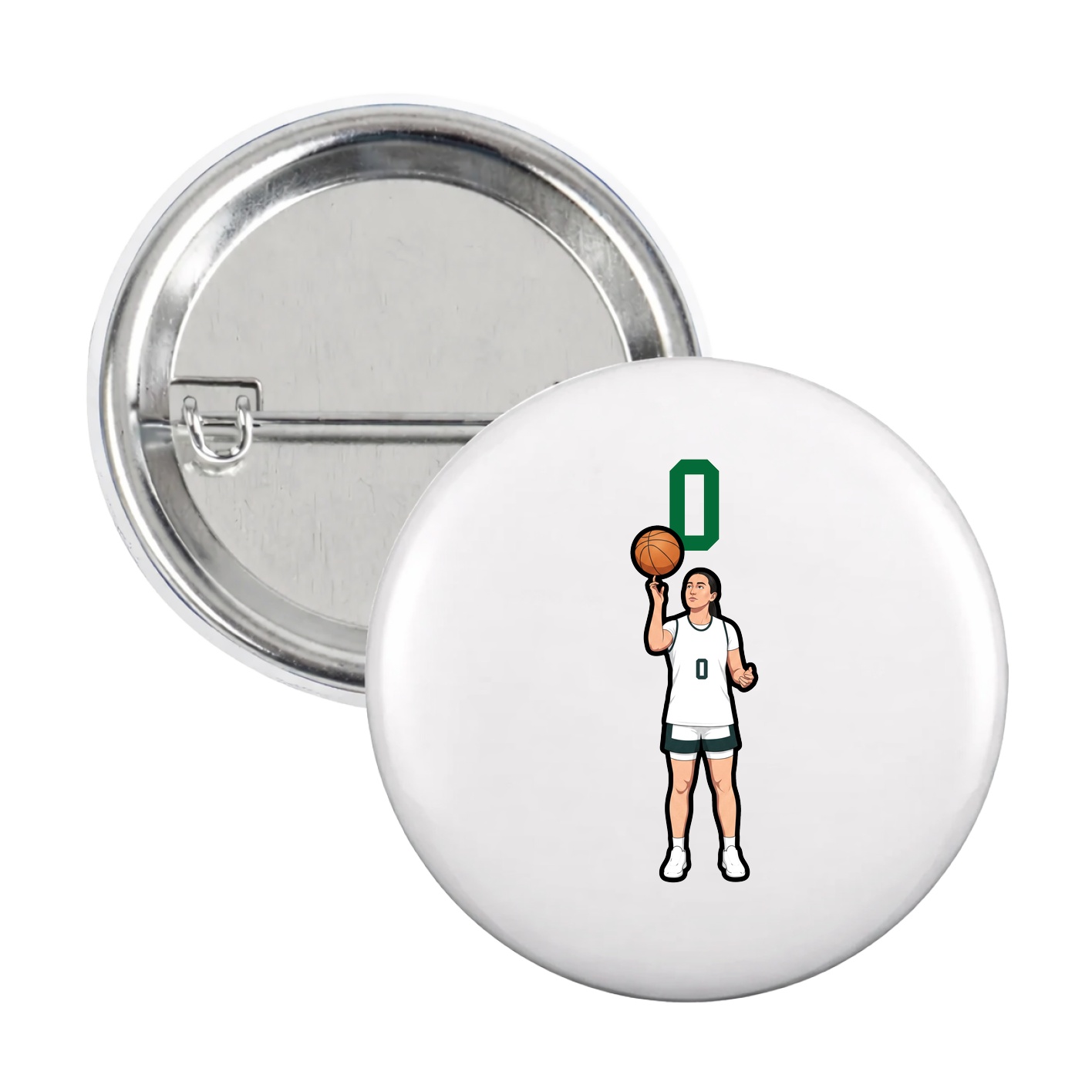 Game Day Button — Number Top in White