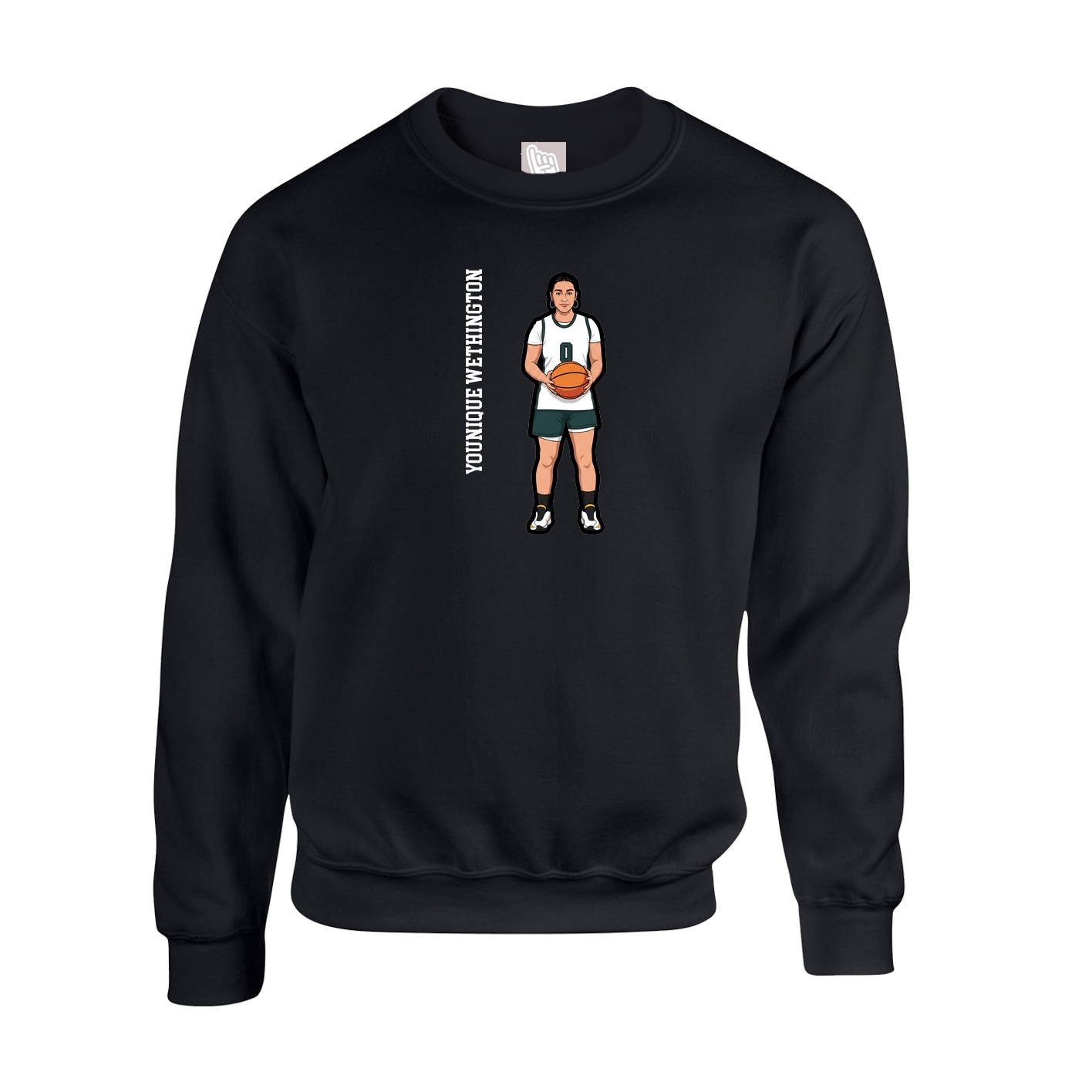 Fleece Crew — Name Vertical in Black