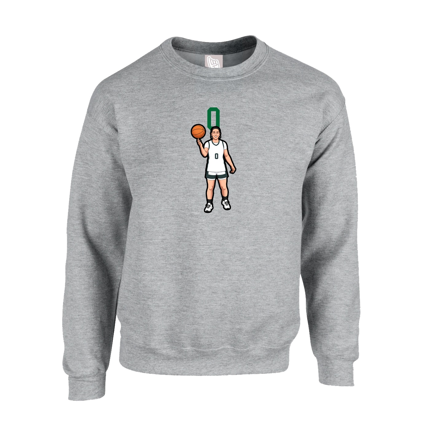 Fleece Crew — Number Top in Grey