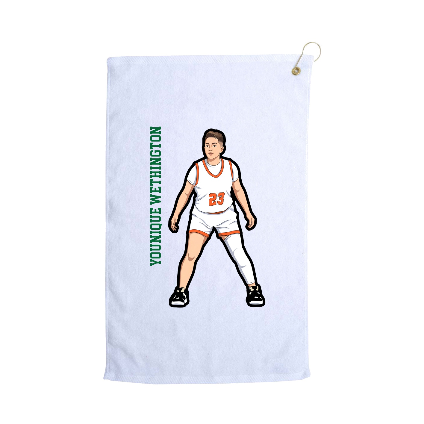 Golf Towel — Name Vertical in White