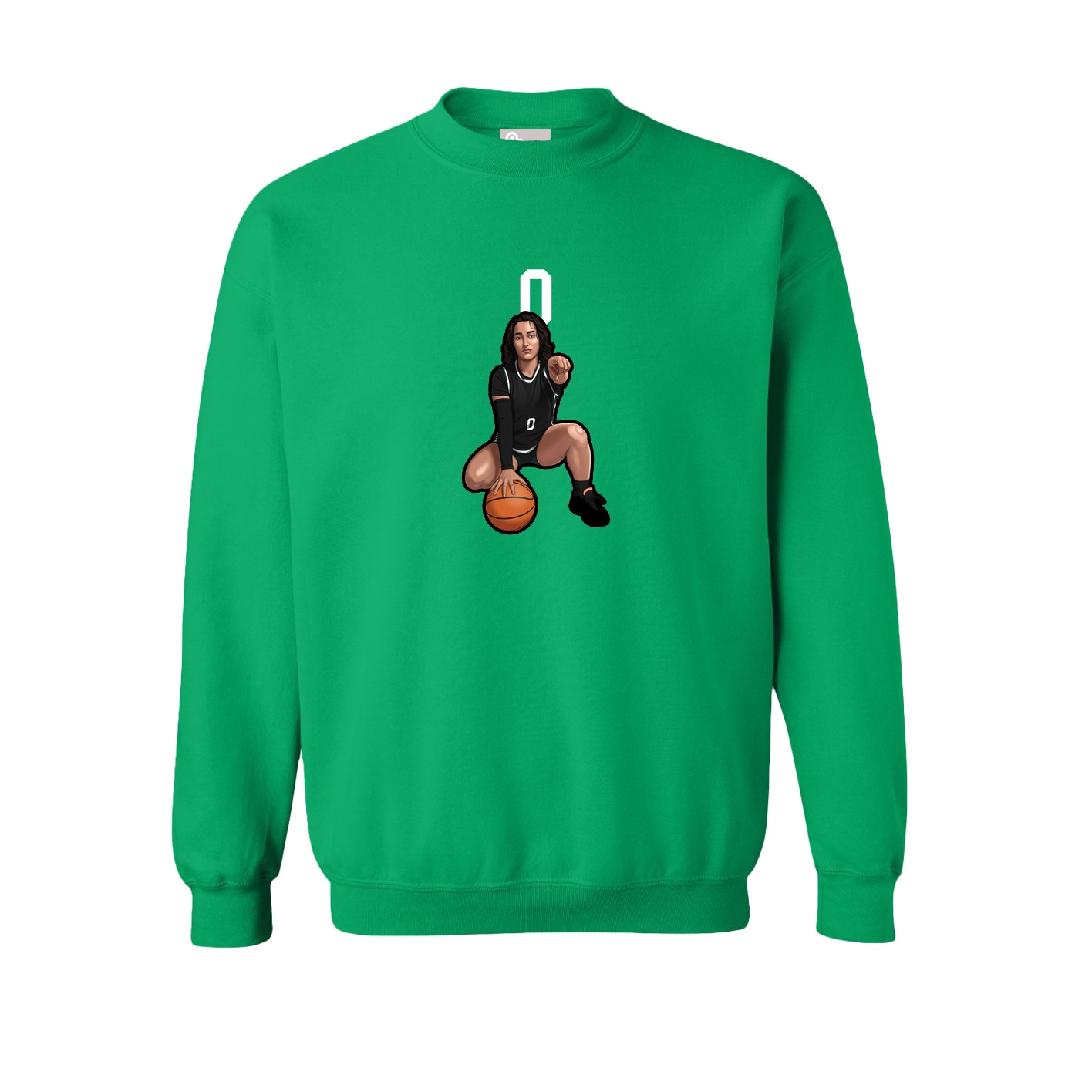 Fleece Crew — Number Top in Green